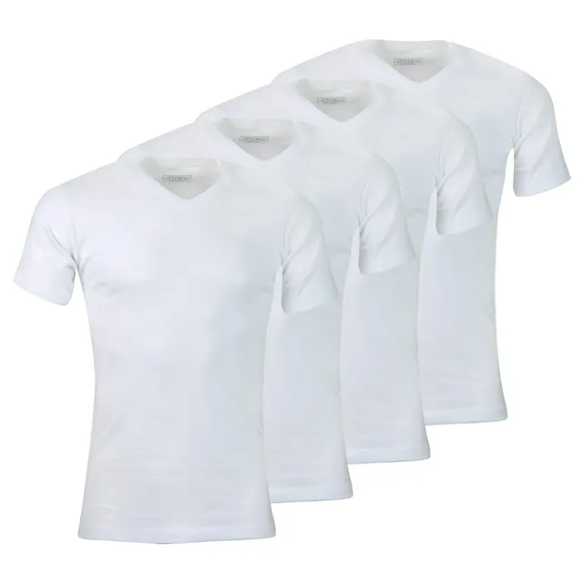 athena-ecopack-lot-4-t-shirts-homme-col-v-blanc-coton image 1