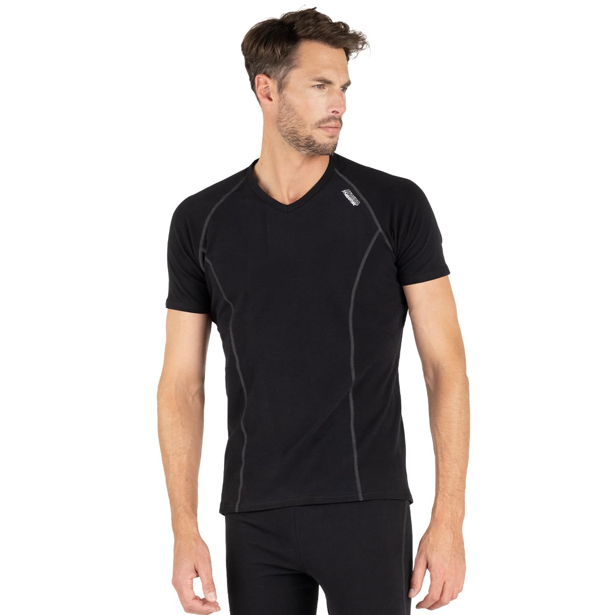 athena-thermik-t-shirt-homme-col-v-blanc-coton-stretch image 1