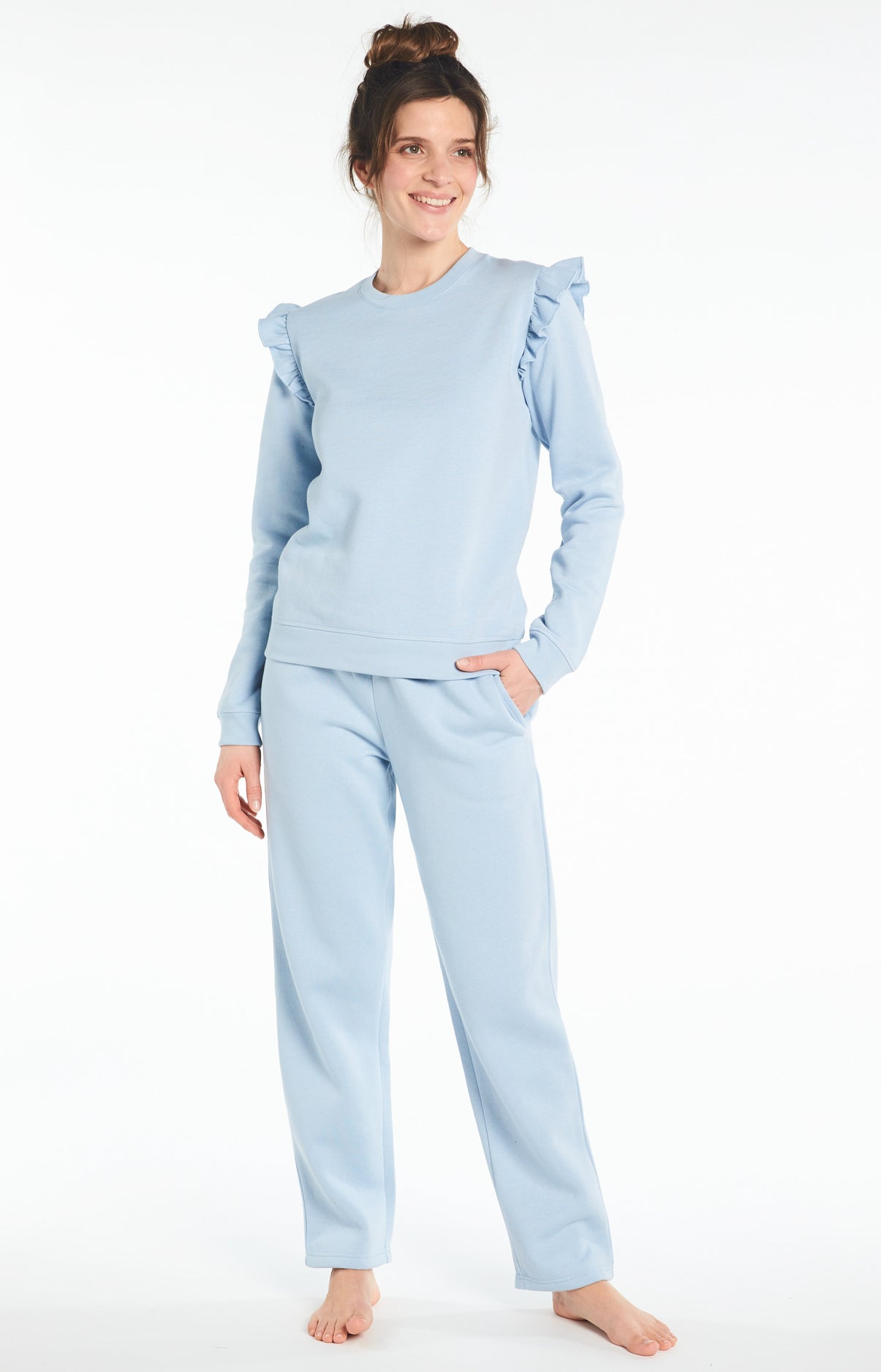arthur-bob-pantalon-uni-coton-ciel-femme image 6
