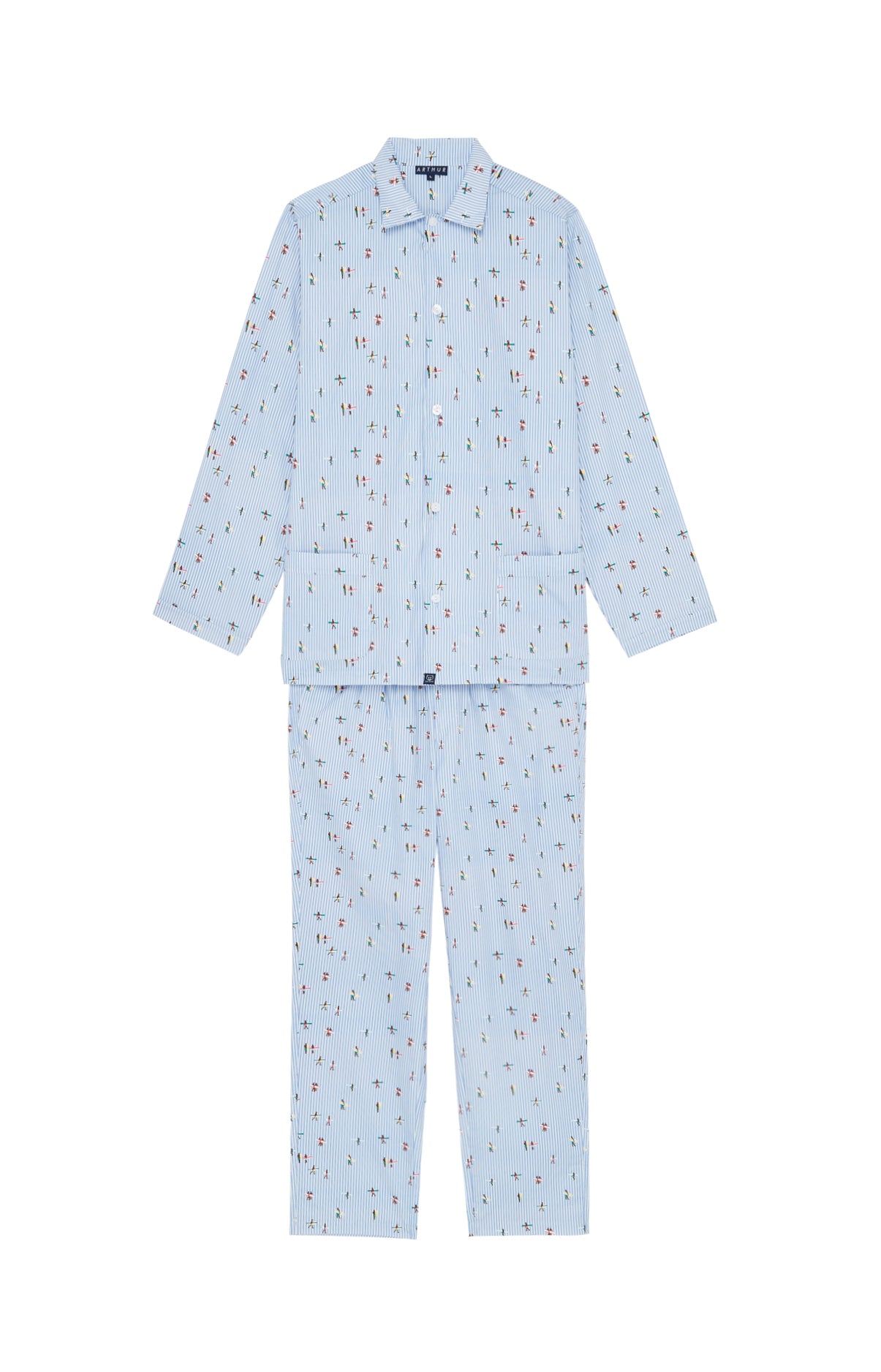 arthur-bob-pyjama-surf-bleu-bouton-coton-bio image 3
