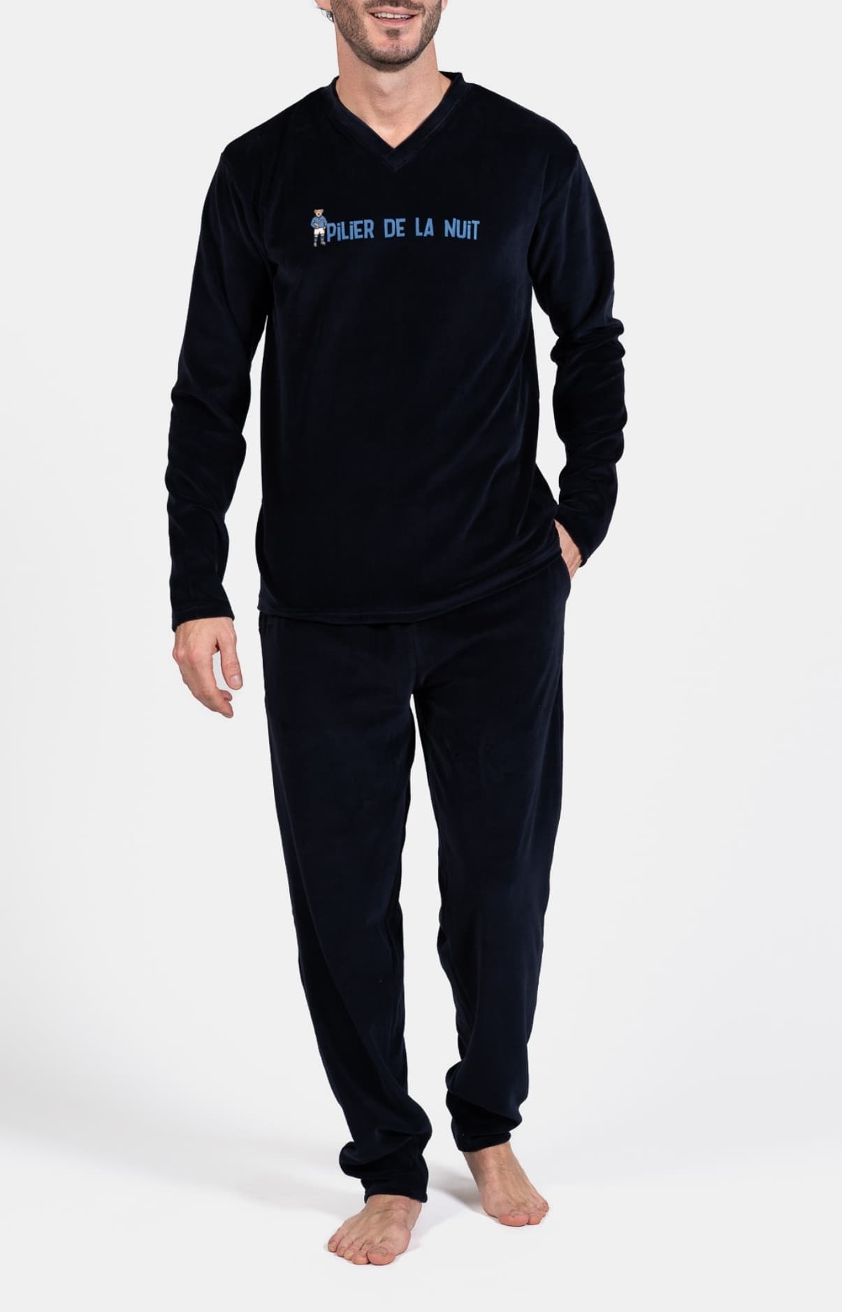arthur-bob-pilier-de-la-nuit-pyjama-velours-noir-coton image 1