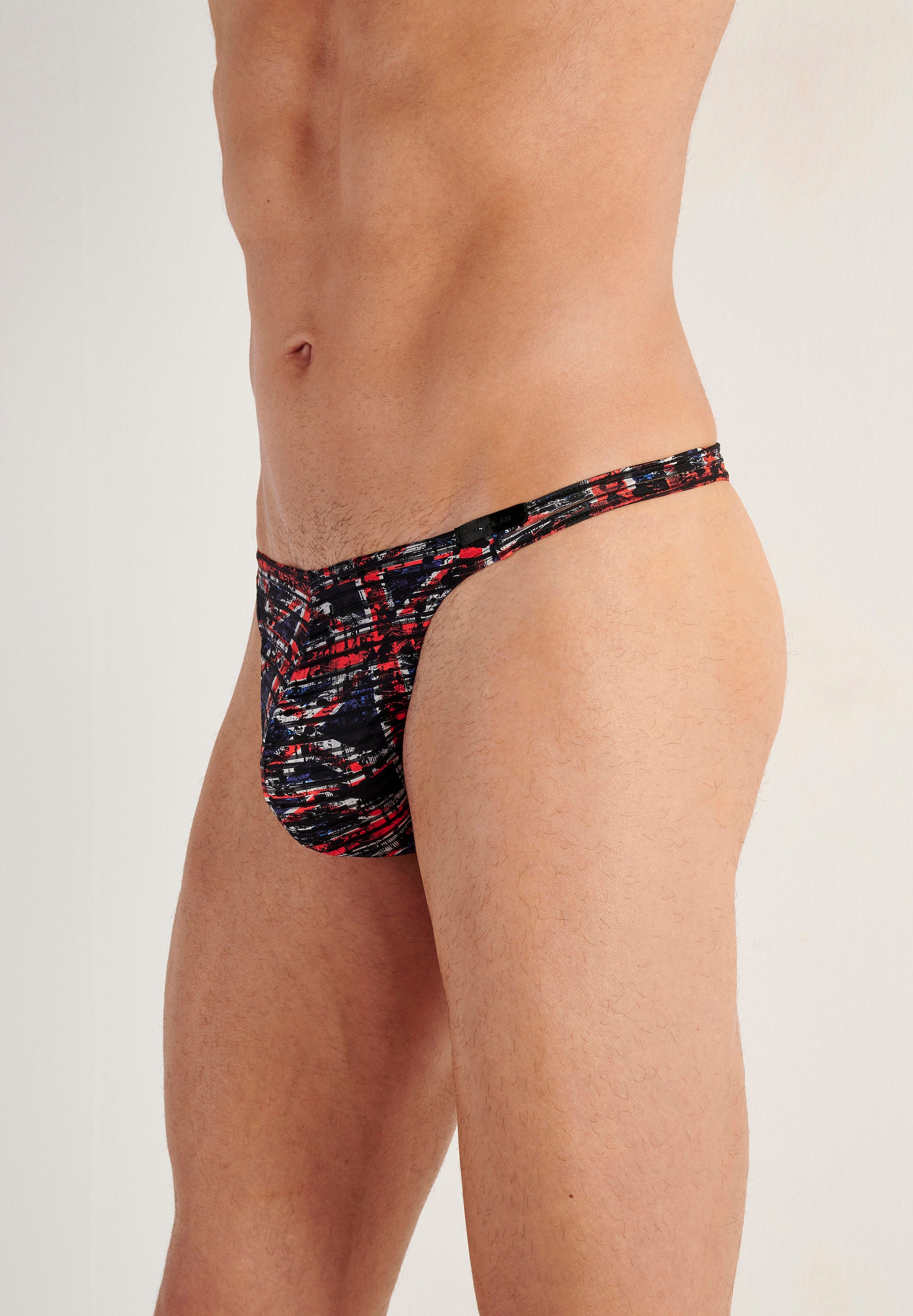hom-temptation-malcom-string-homme-noir-rouge-microfibre image 6