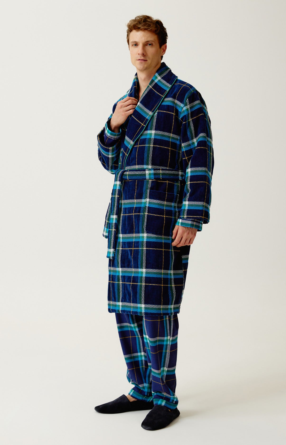 arthur-bob-peignoir-mark-velours-coton-marine-homme image 5
