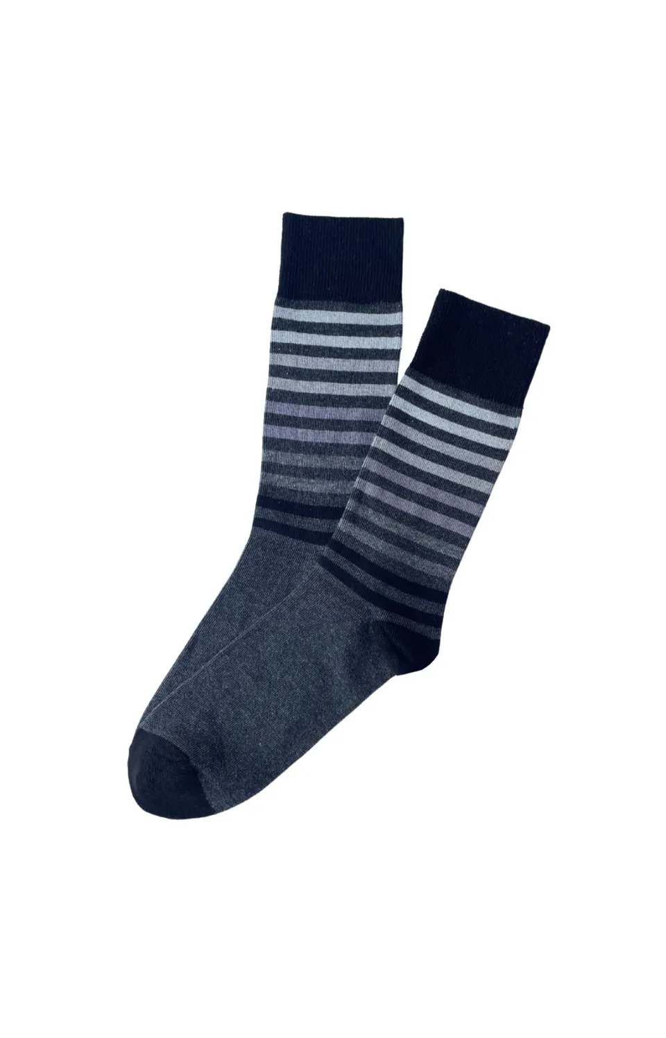 arthur-bob-rayures-grises-chaussettes-homme-39-45-noir image 1