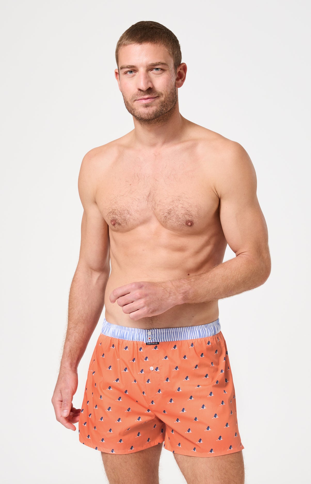 arthur-le-club-1220-cale-on-homme-orange-requins image 2