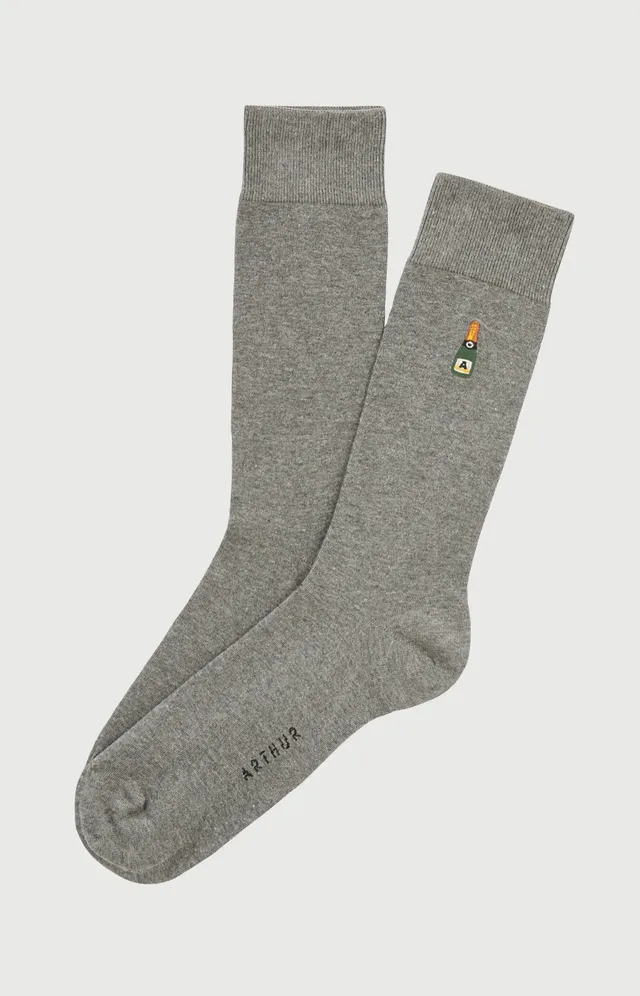 arthur-bob-chaussettes-homme-grises-broderie-champagne image 1