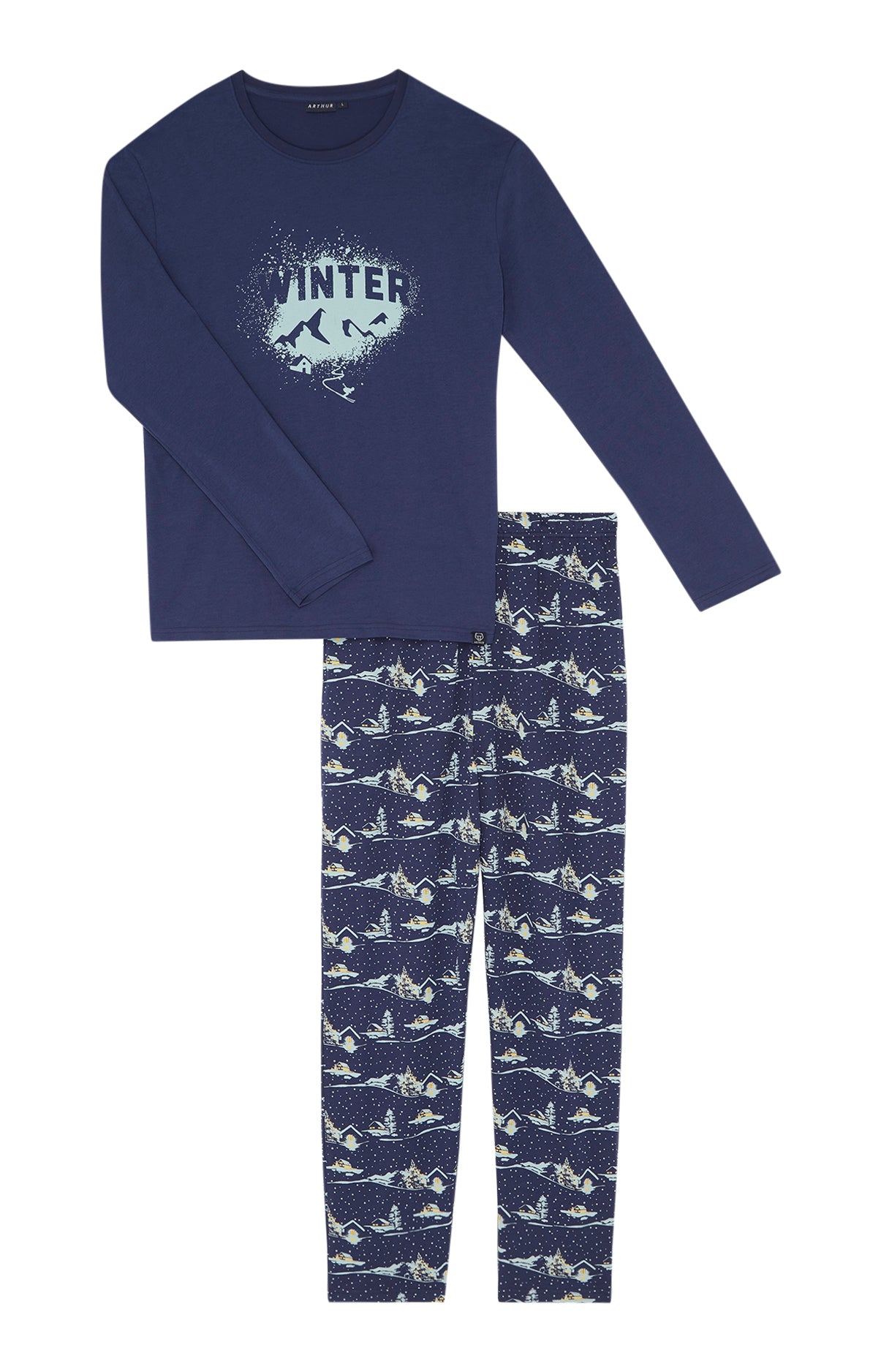 arthur-bob-nuit-d-hiver-pyjama-homme-marine-coton-bio-chaud image 3