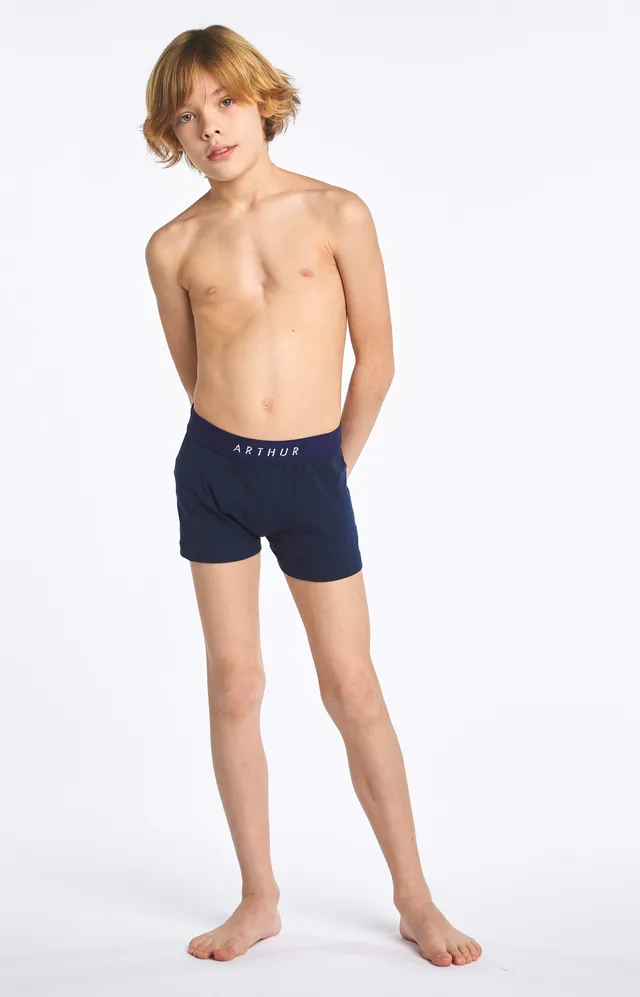 arthur-bob-boxer-uni-marine-6-16-ans-coton-bio image 1