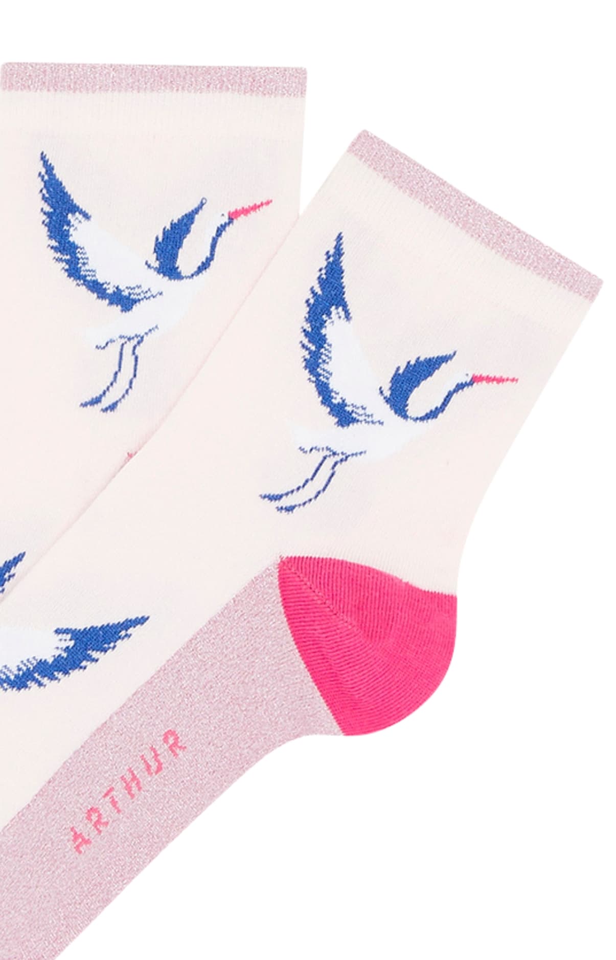 arthur-bob-birdie-rose-chaussettes-femme-coton-rose image 2