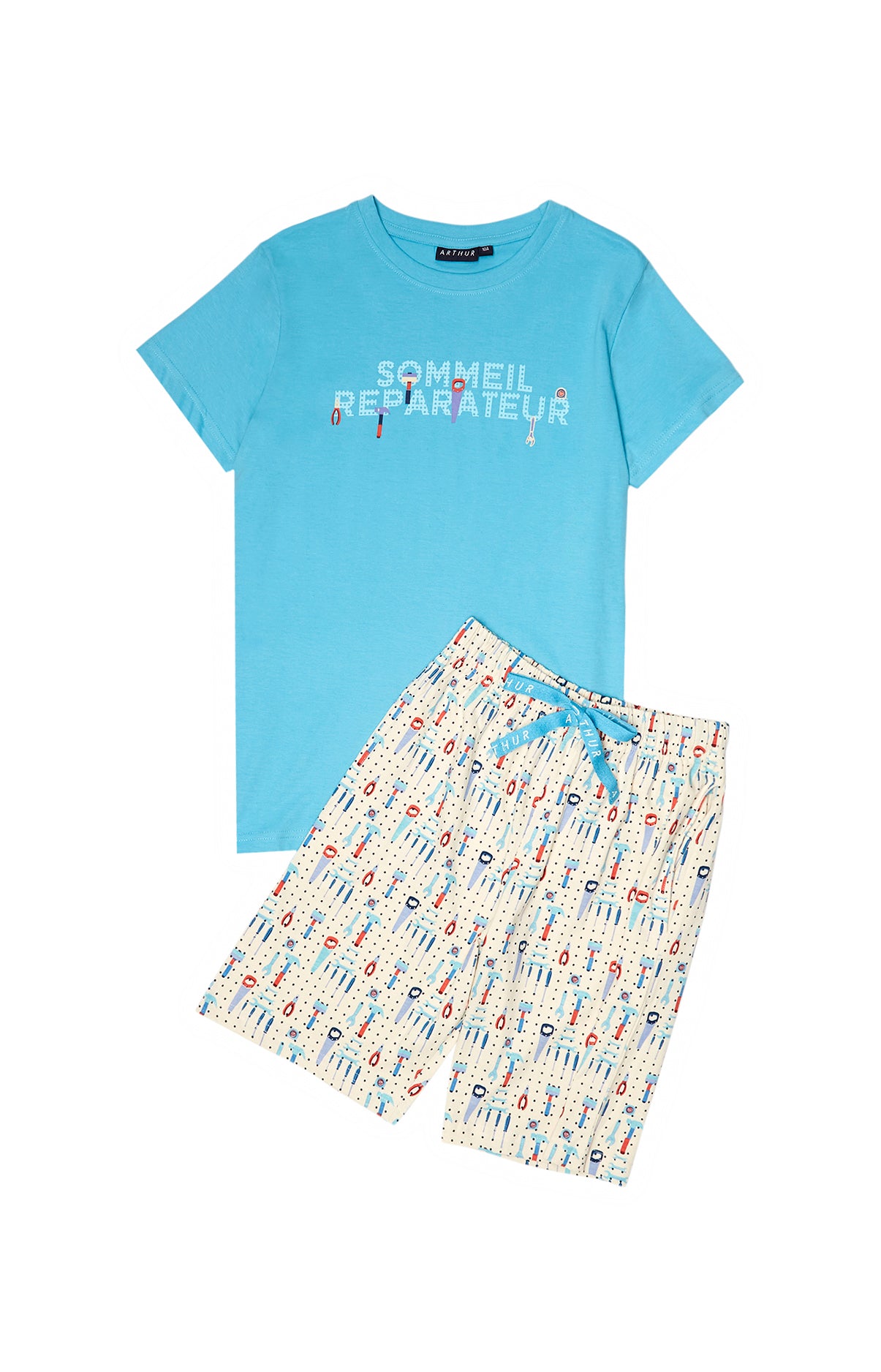 arthur-bob-bricolage-pyjashort-enfant-sable-4a-coton-bio image 2