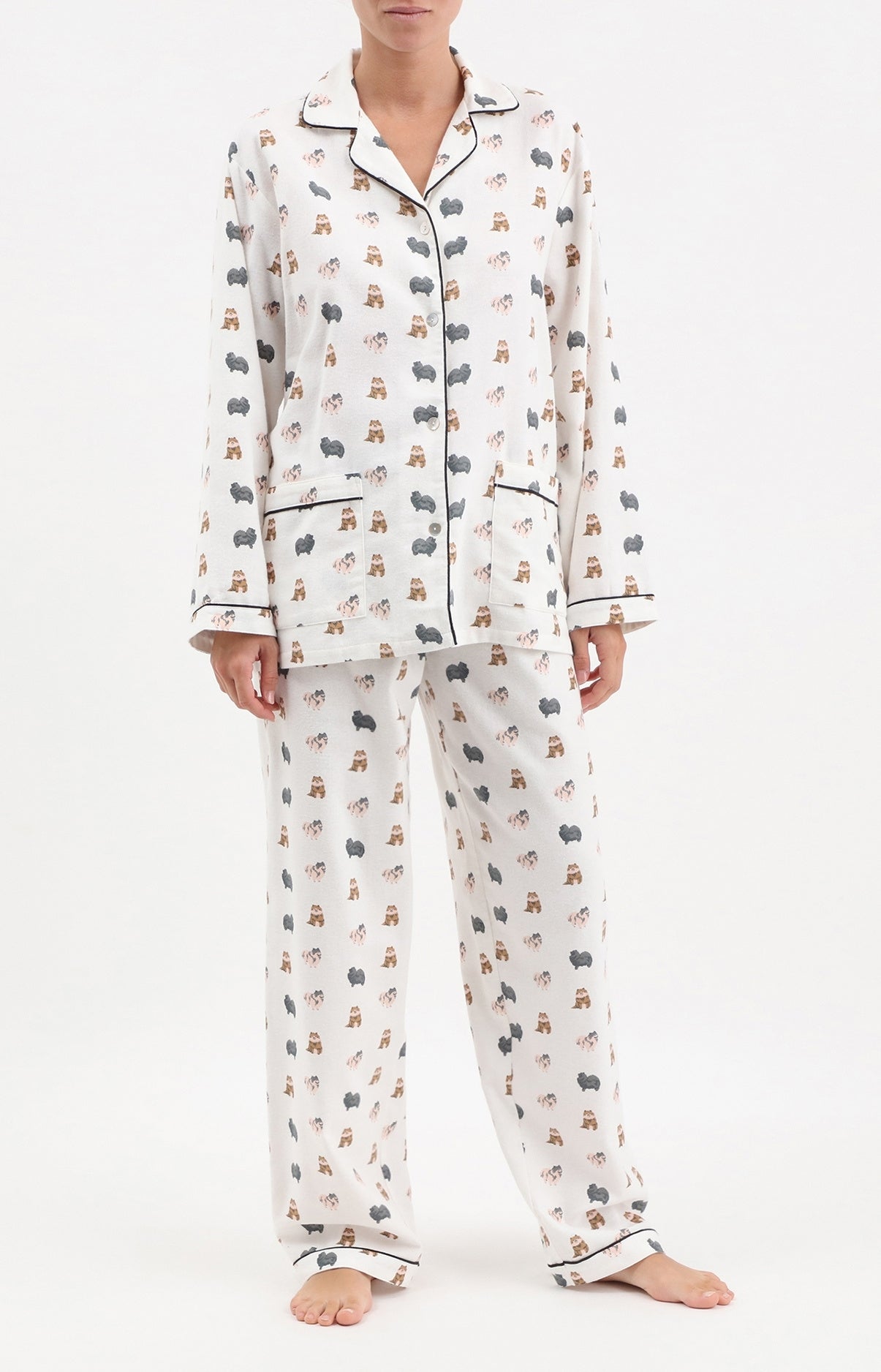 arthur-spitz-pyjama-femme-coton-ivoire-boutonn image 1