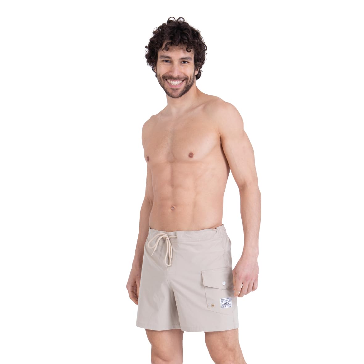 athena-traveler-stretch-bermuda-bain-homme-beige-taille-l image 4