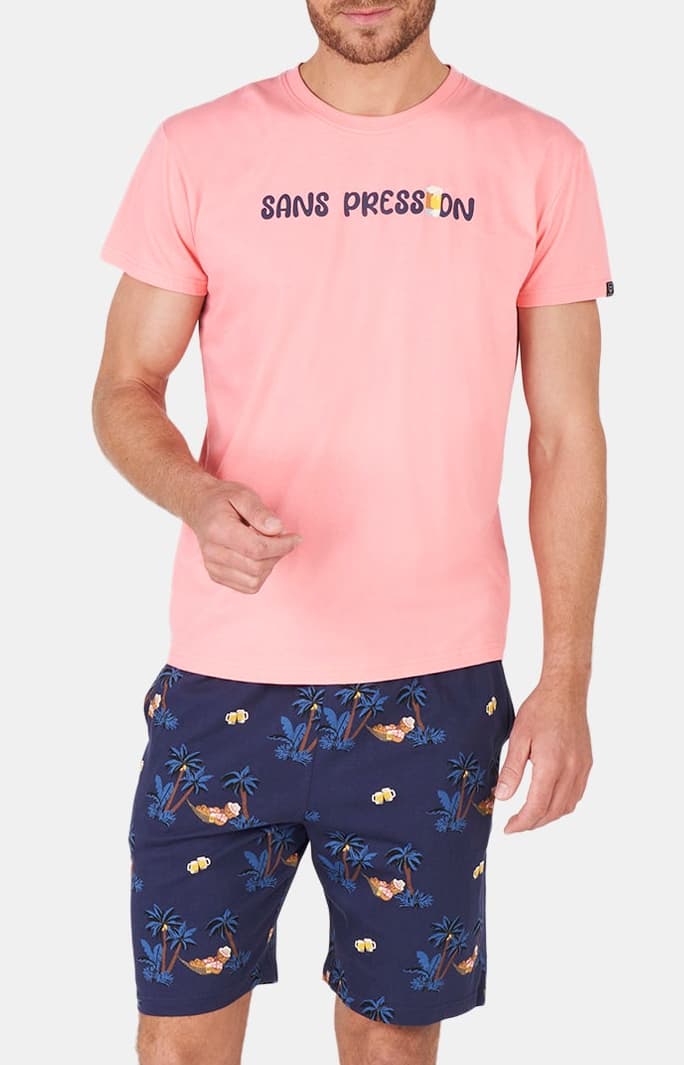 arthur-bob-sans-pression-pyjashort-homme-marine-coton-bio image 1