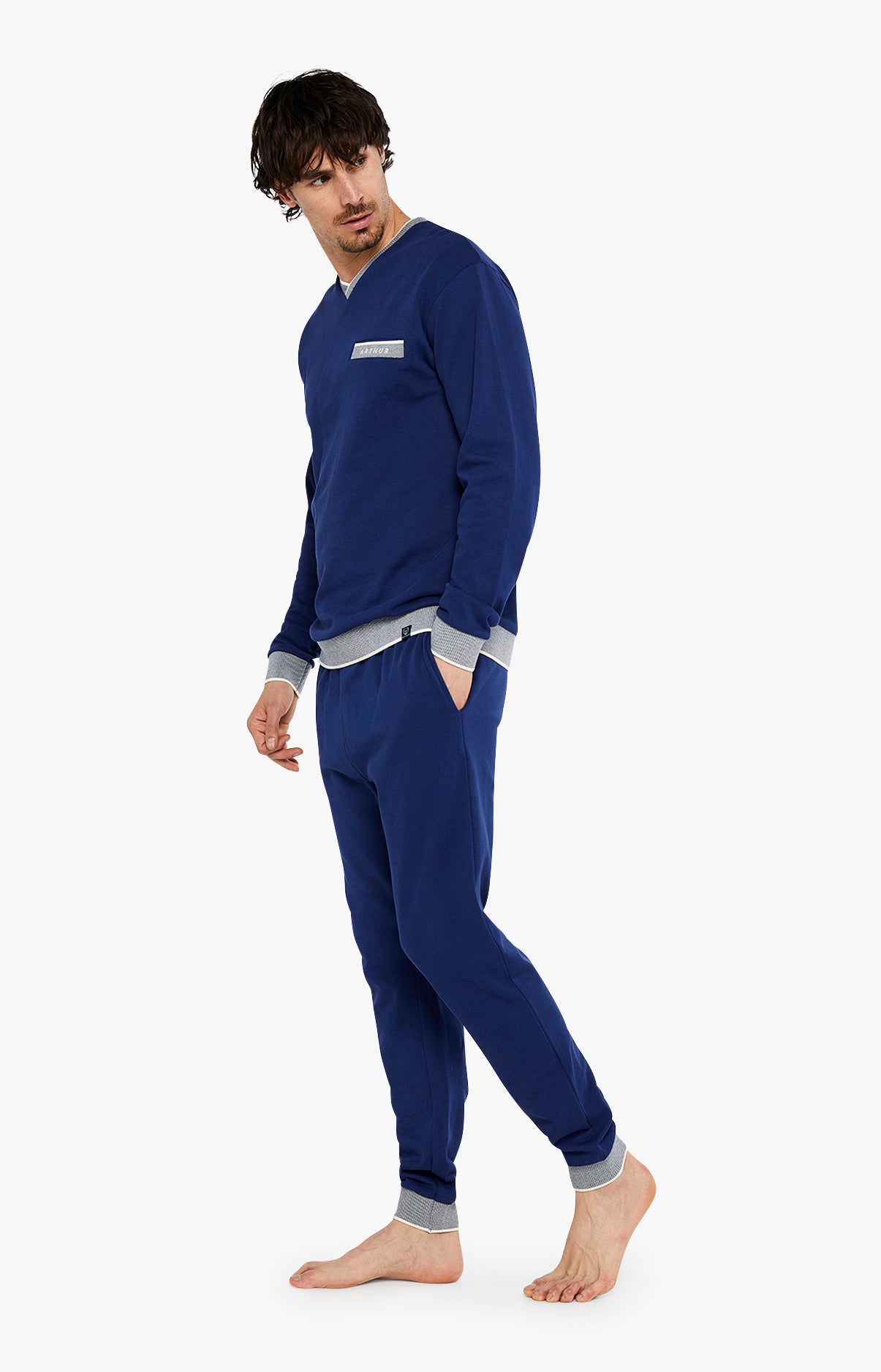 arthur-bob-pyjama-coton-bio-homme-marine-manches-longues image 4