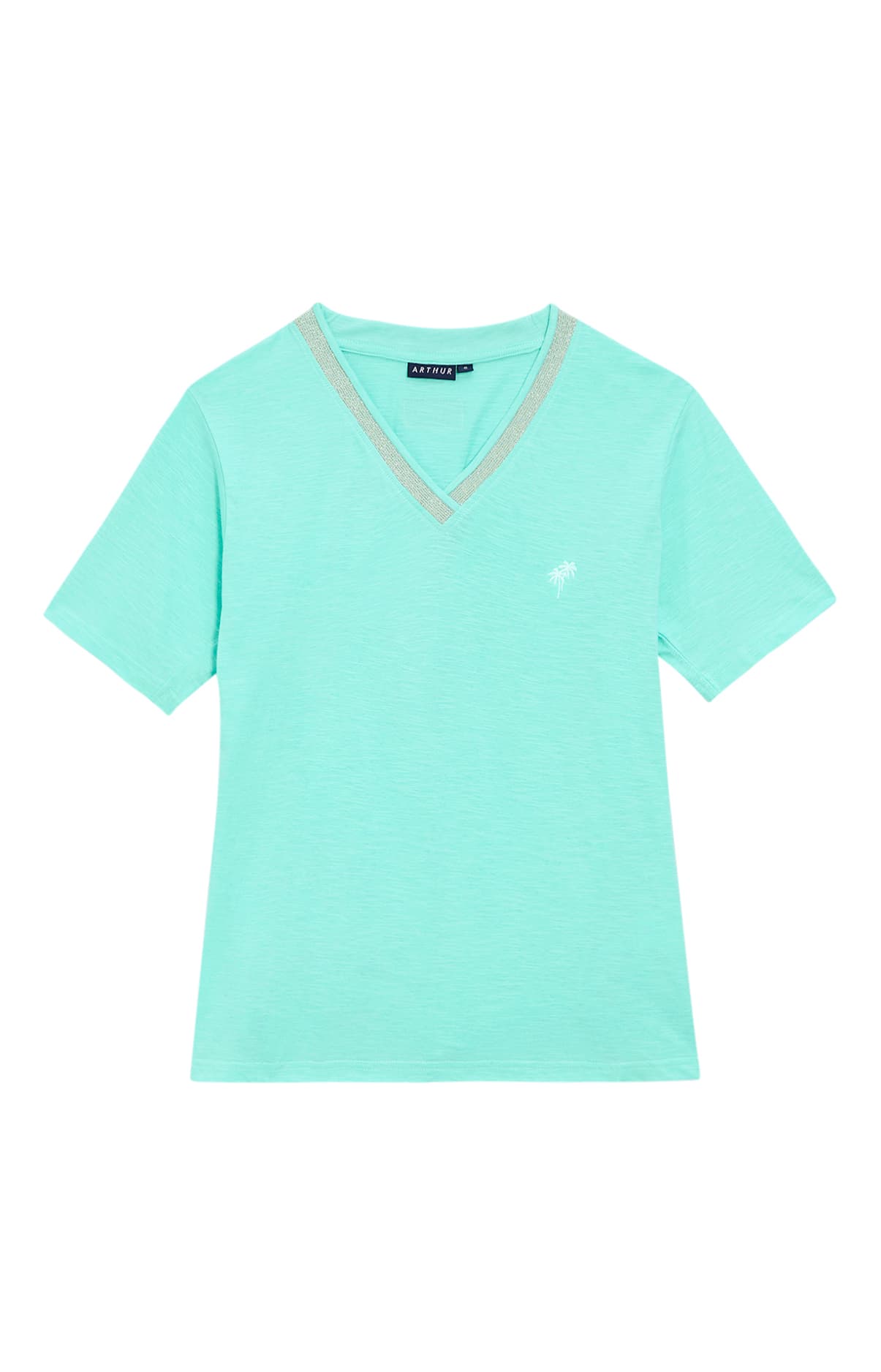 arthur-jade-tee-shirt-femme-coton-bio-vert-col-v image 3
