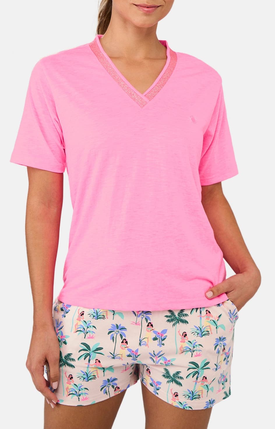 arthur-bob-tee-shirt-fluo-rose-haut-pyjama-coton-bio image 1