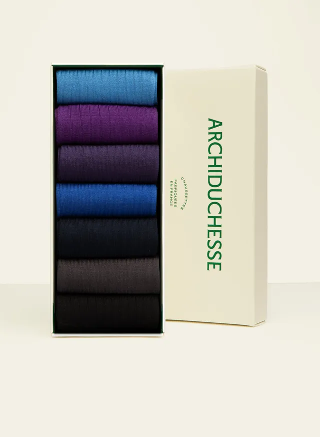 archiduchesse-de-luxe-semainier-ciel-bleu-chaussettes-coton-x7 image 1