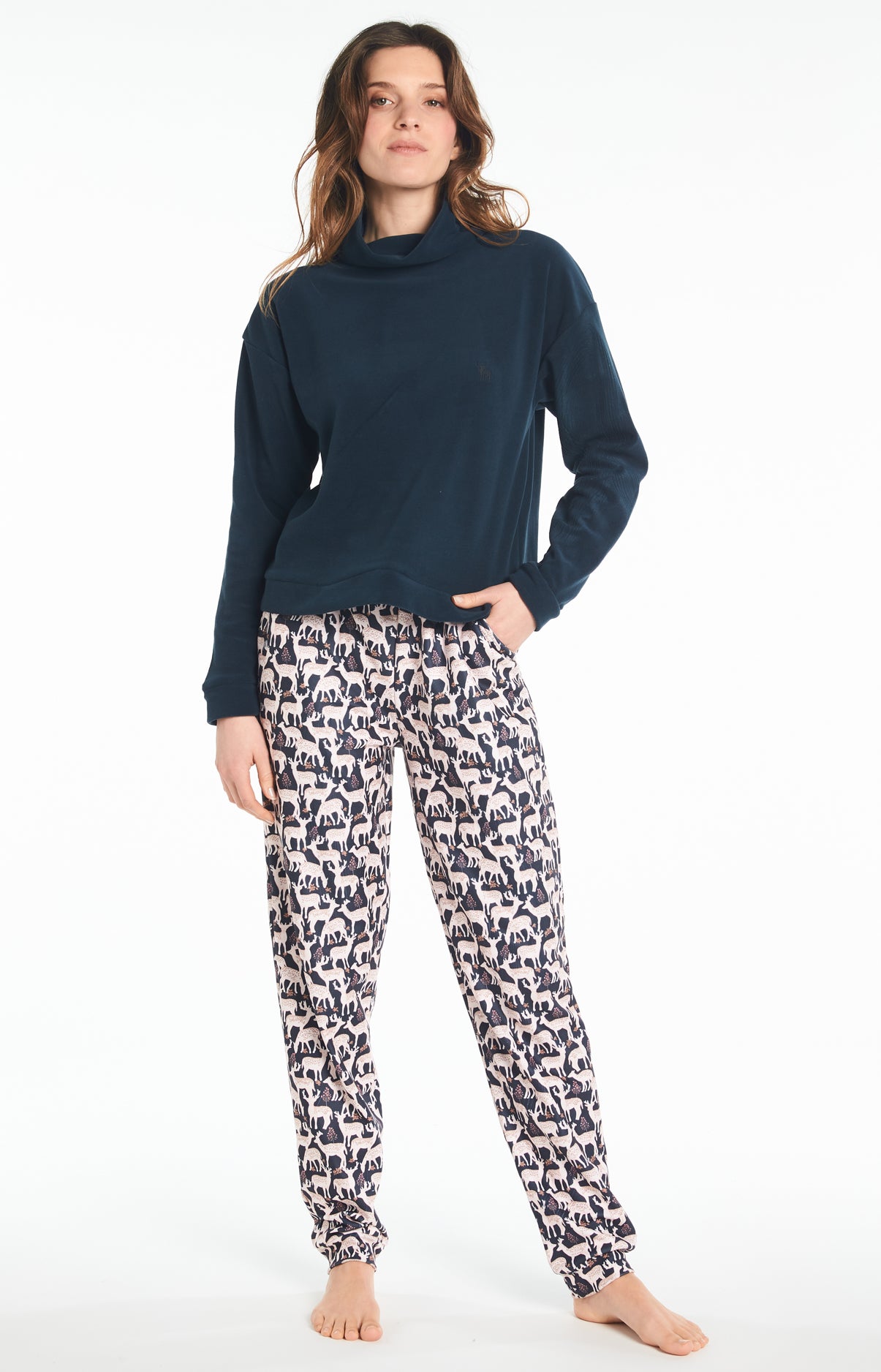arthur-bob-biche-pyjama-polaire-femme-marine-taille-l image 2