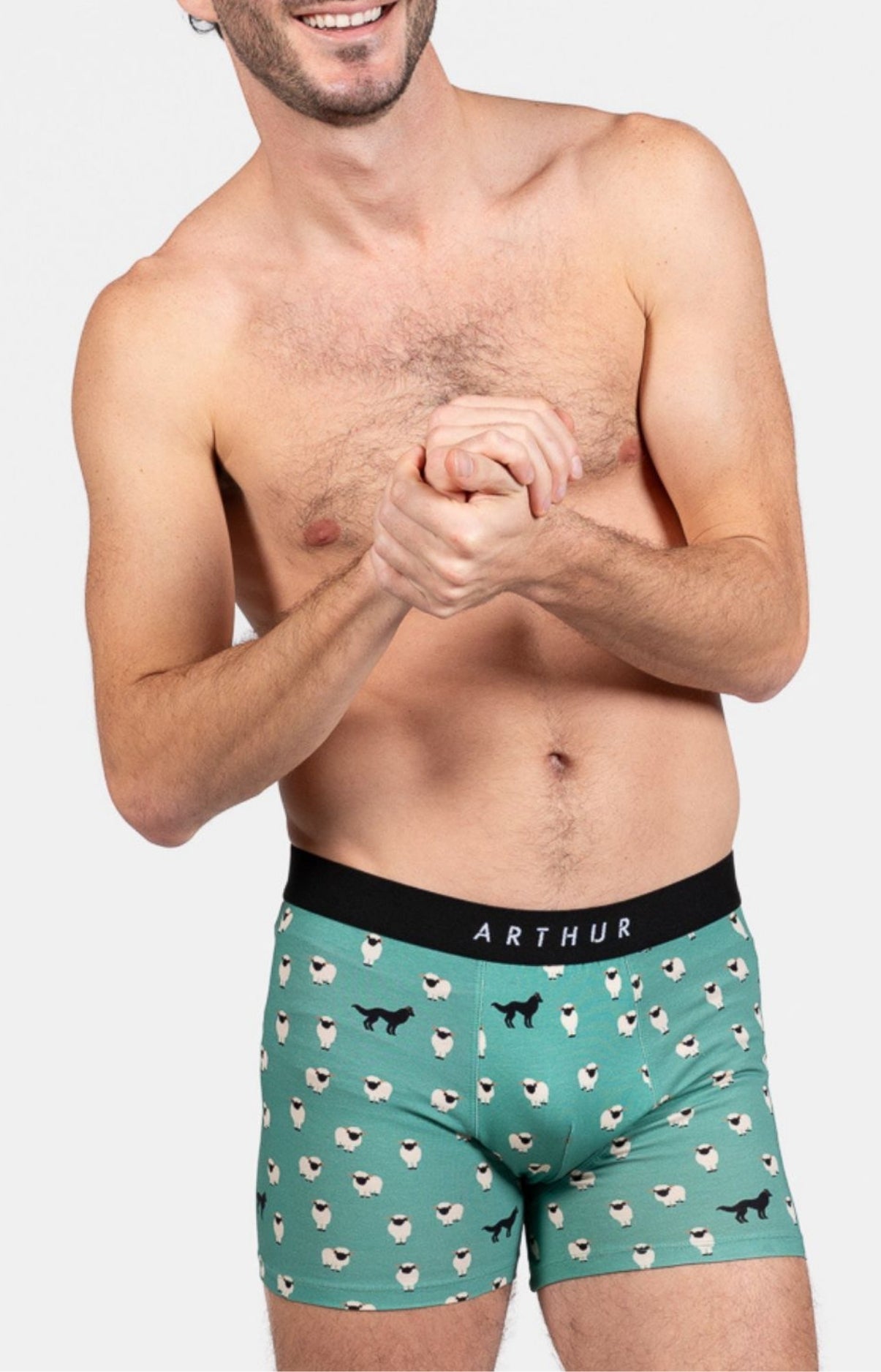 arthur-bob-mouton-vert-boxer-homme-vert-coton-bio image 2