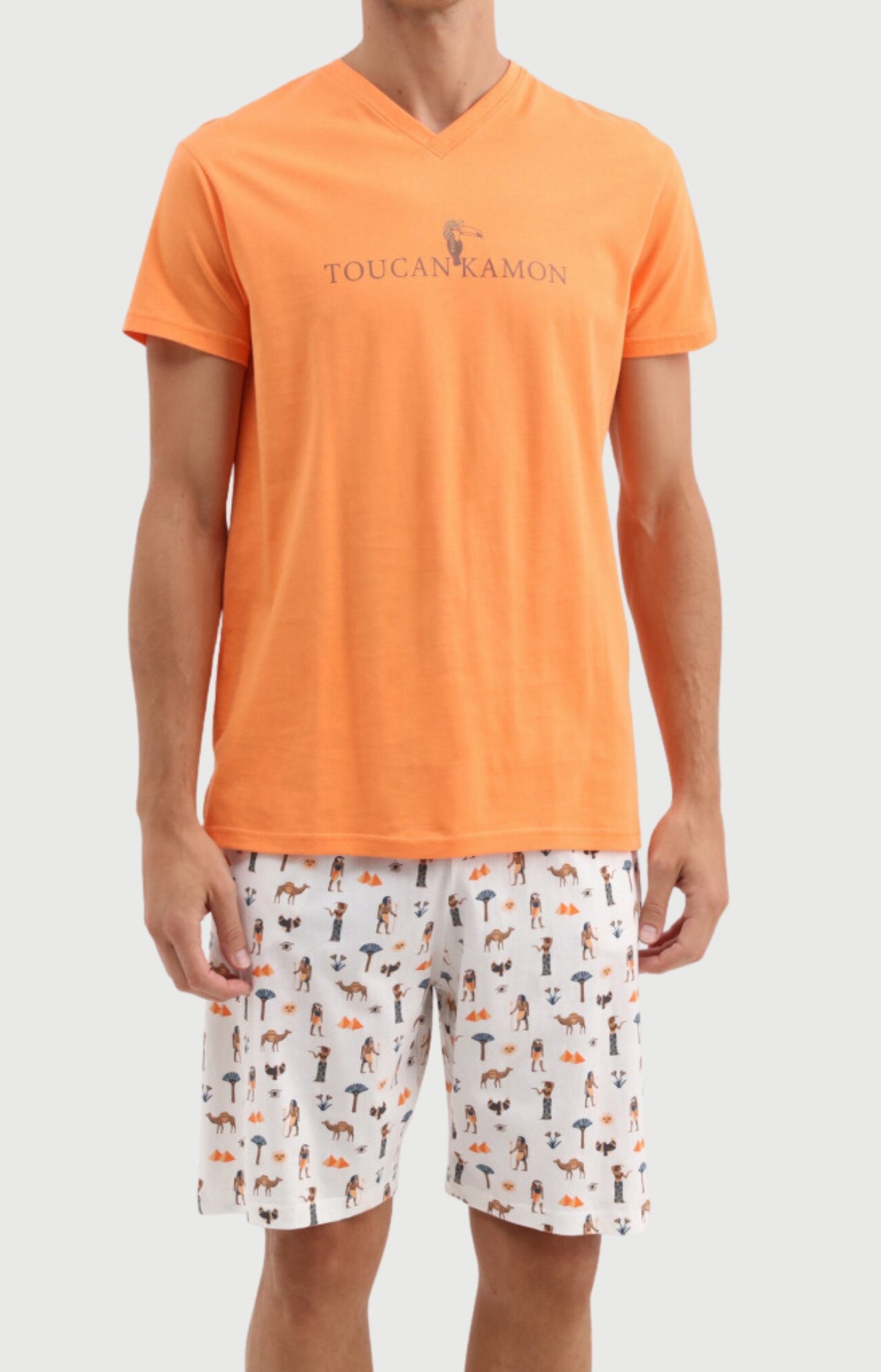 arthur-bob-toucankamon-pyjashort-homme-orange-coton image 1