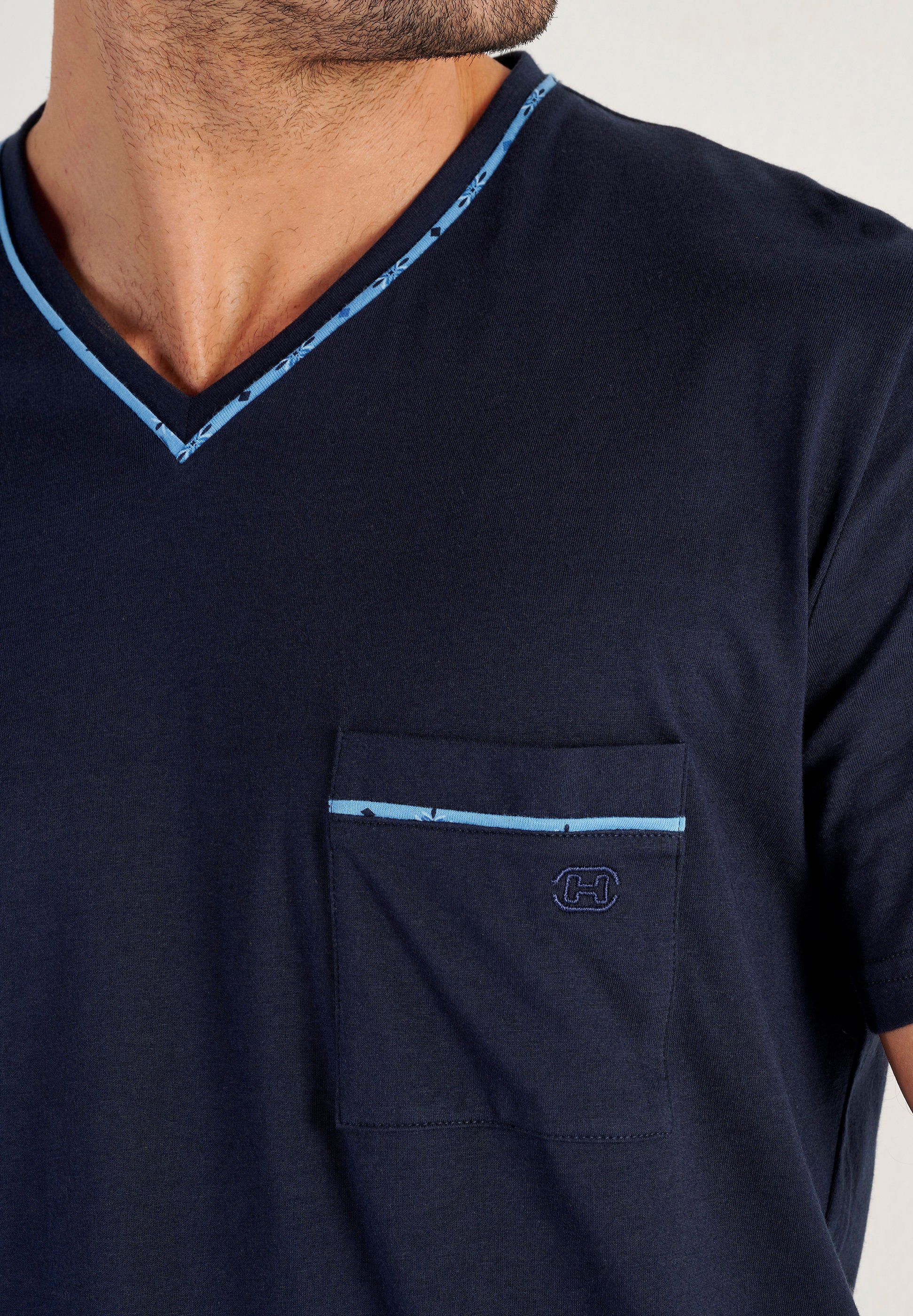 hom-alan-pyjama-court-homme-bleu-imprim-modal image 5