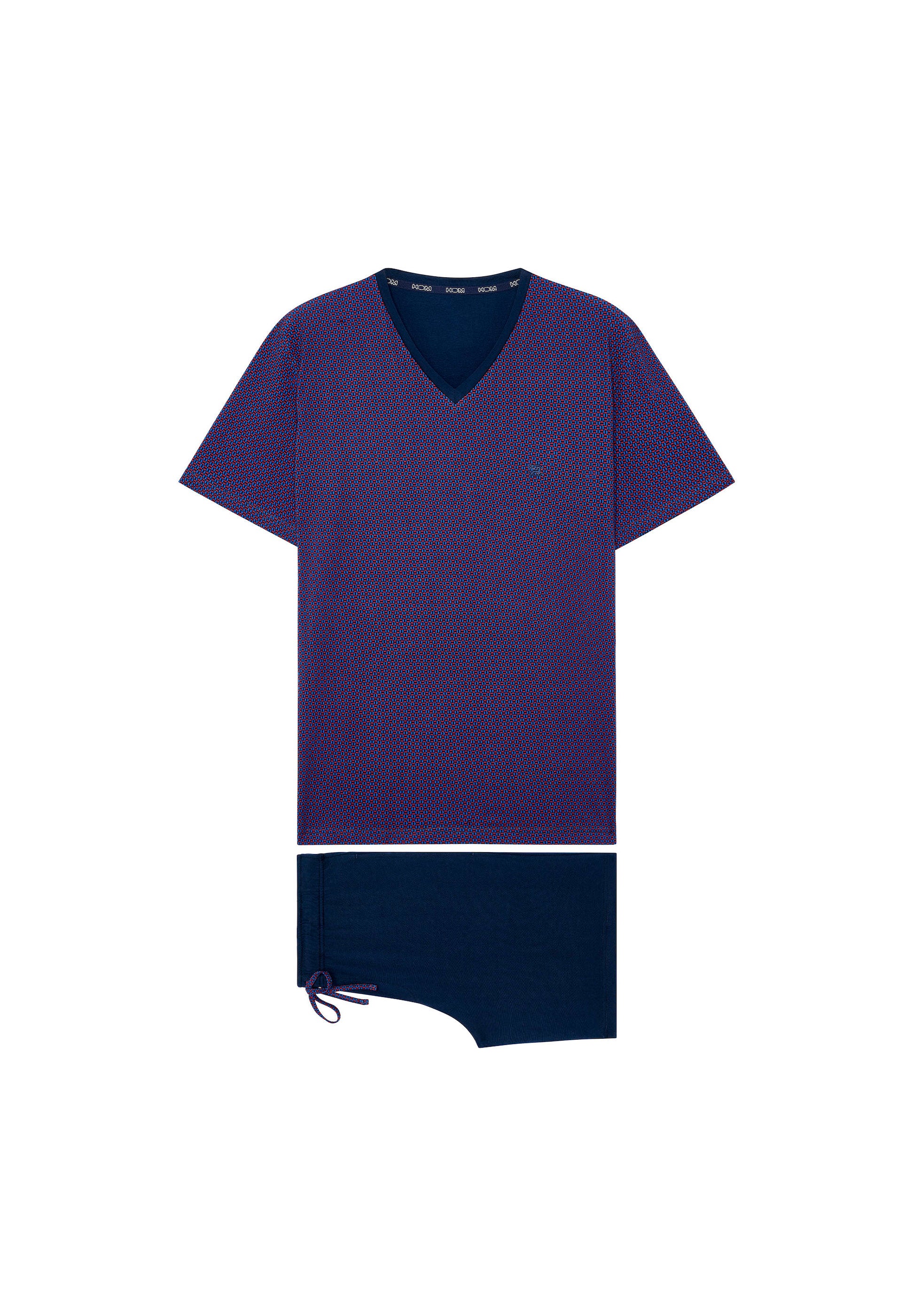 hom-fats-pyjama-court-homme-navy-print-coton-modal image 1