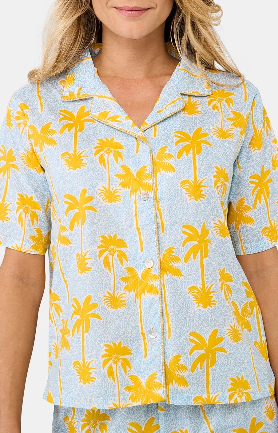 arthur-bob-pyjashort-palmier-pyjama-femme-jaune-bio image 2