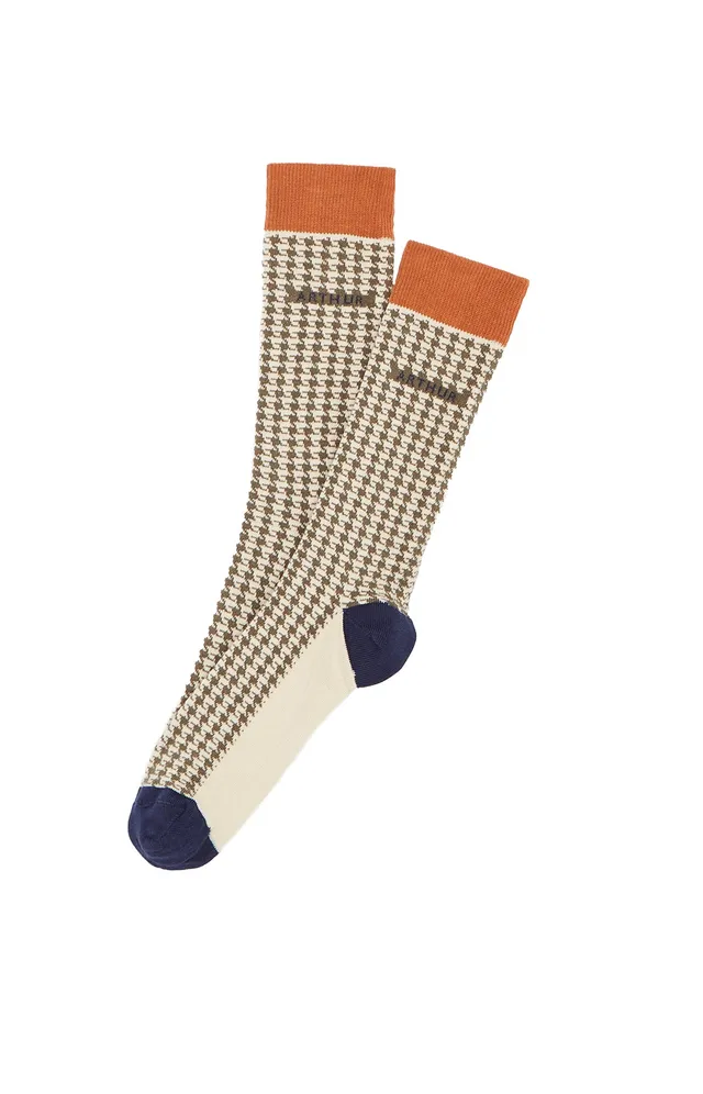 arthur-bob-pied-de-poule-chaussettes-coton-kaki-40-46 image 1
