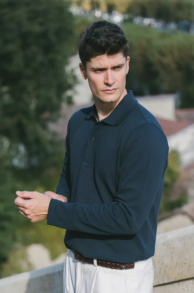 p-trone-polo-manches-longues-bleu-marine-taille-m image 1