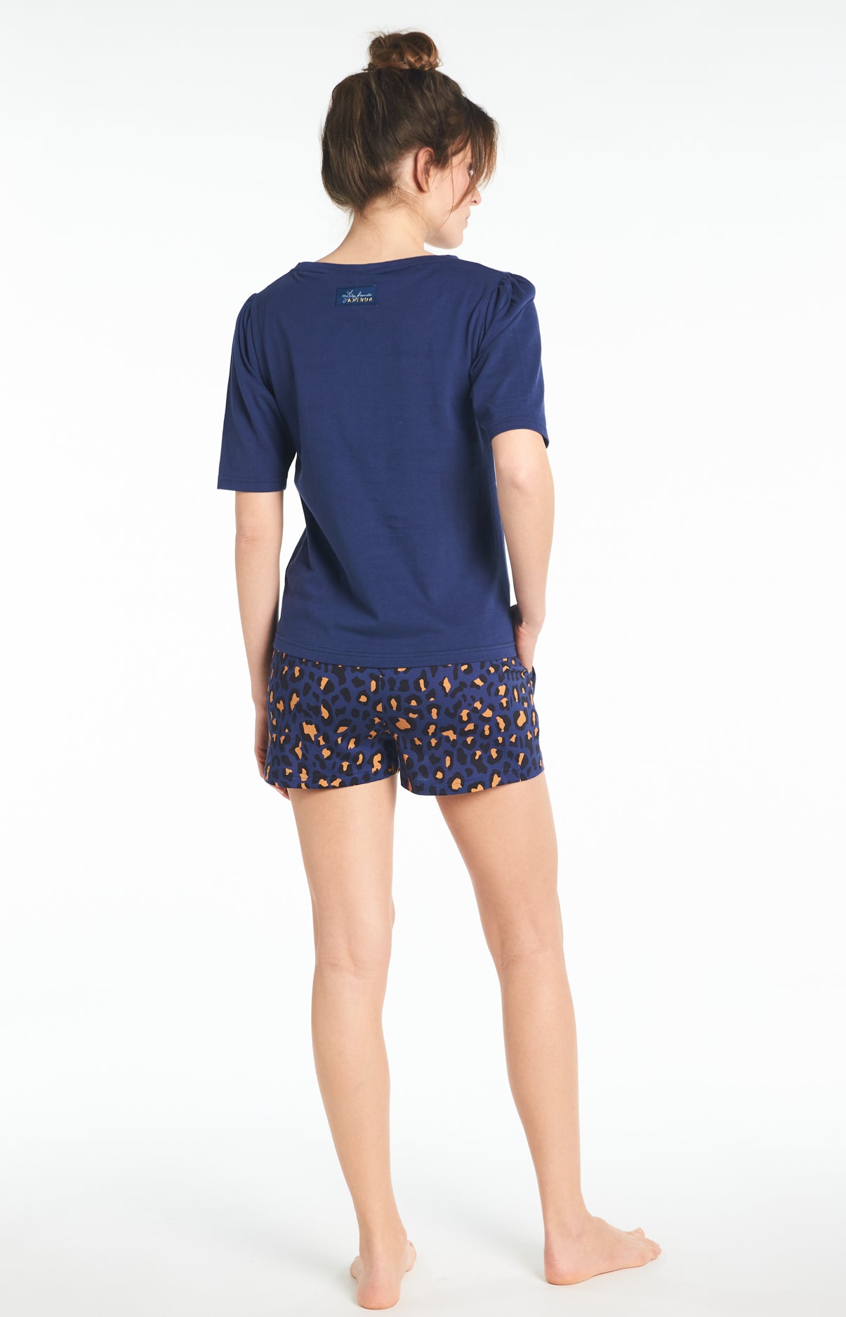 arthur-bob-short-l-opard-bas-pyjama-femme-marine-coton-bio image 5