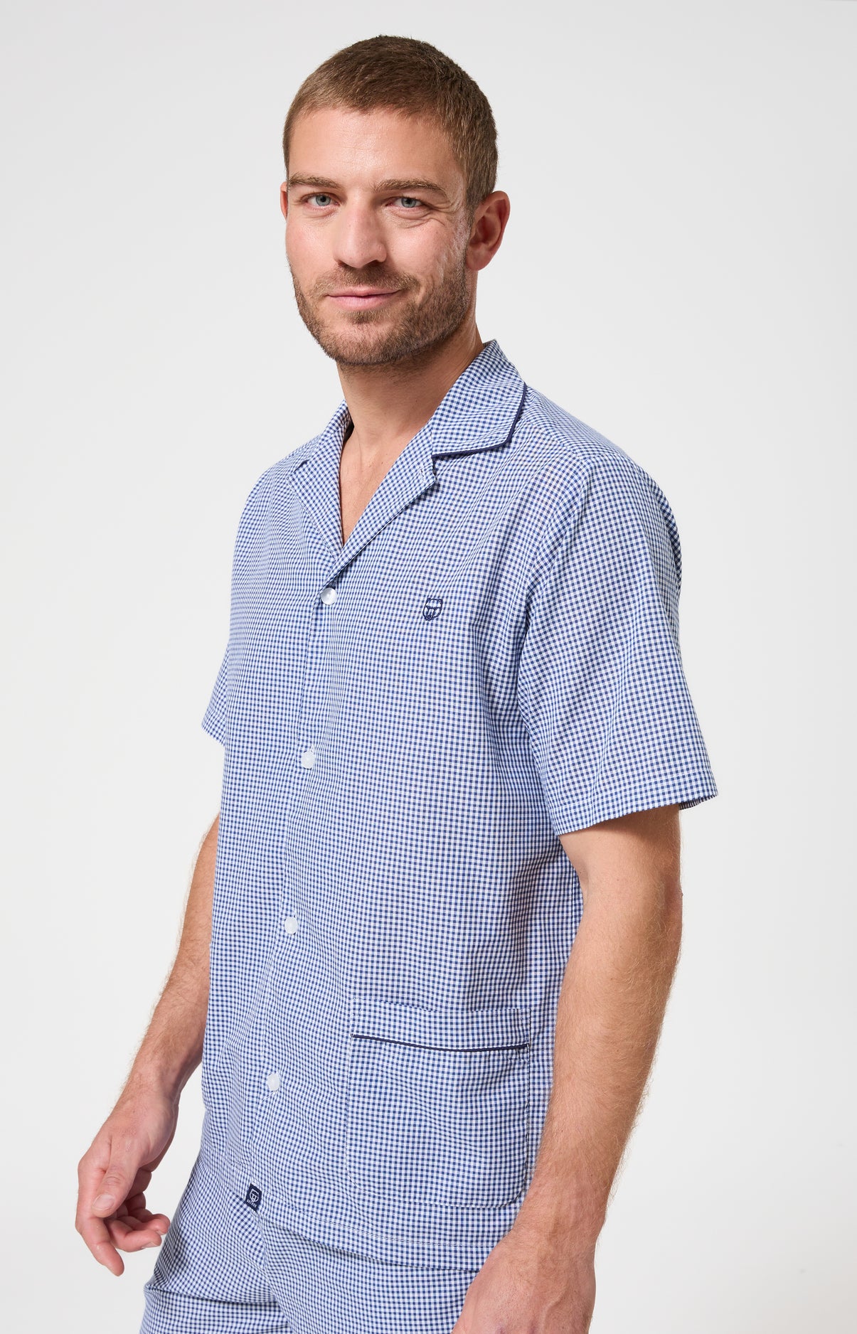 arthur-bob-vichy-pyjama-court-coton-homme-marine image 2