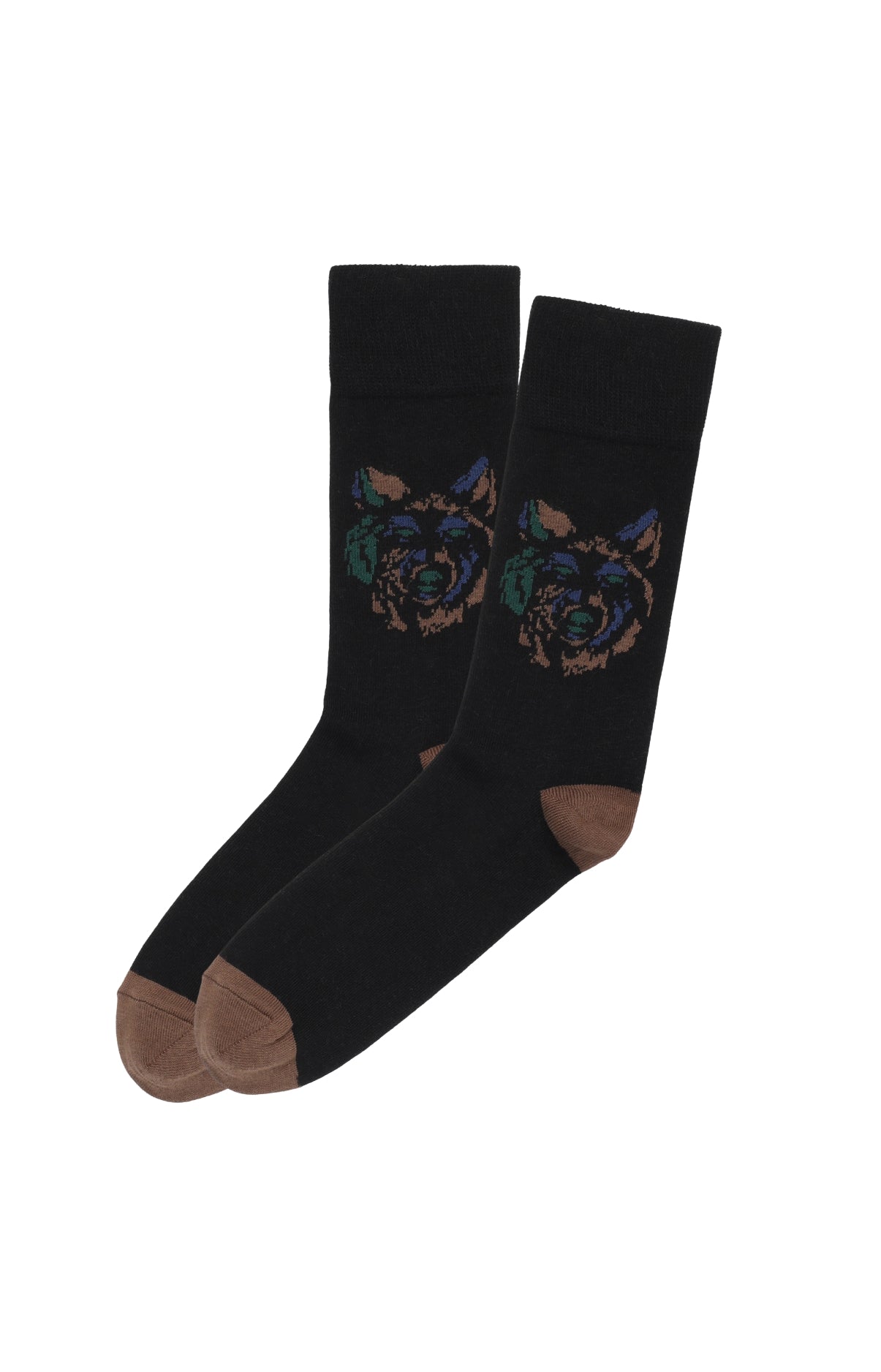 arthur-bob-chaussettes-loup-homme-39-45-coton-noir image 1