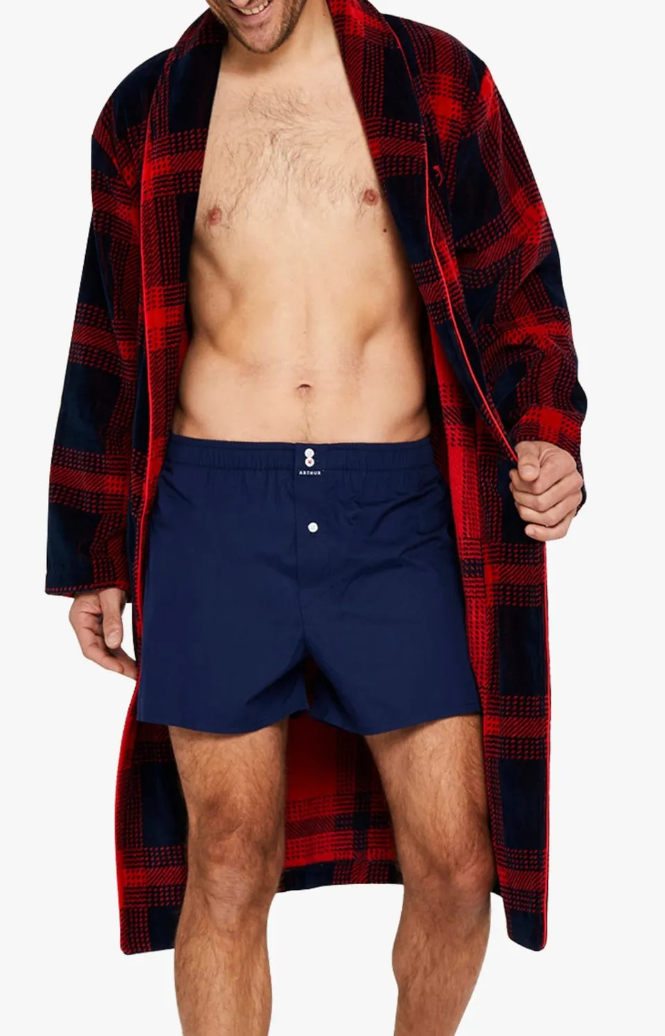 arthur-bob-on-fire-peignoir-homme-rouge-velours-coton image 1
