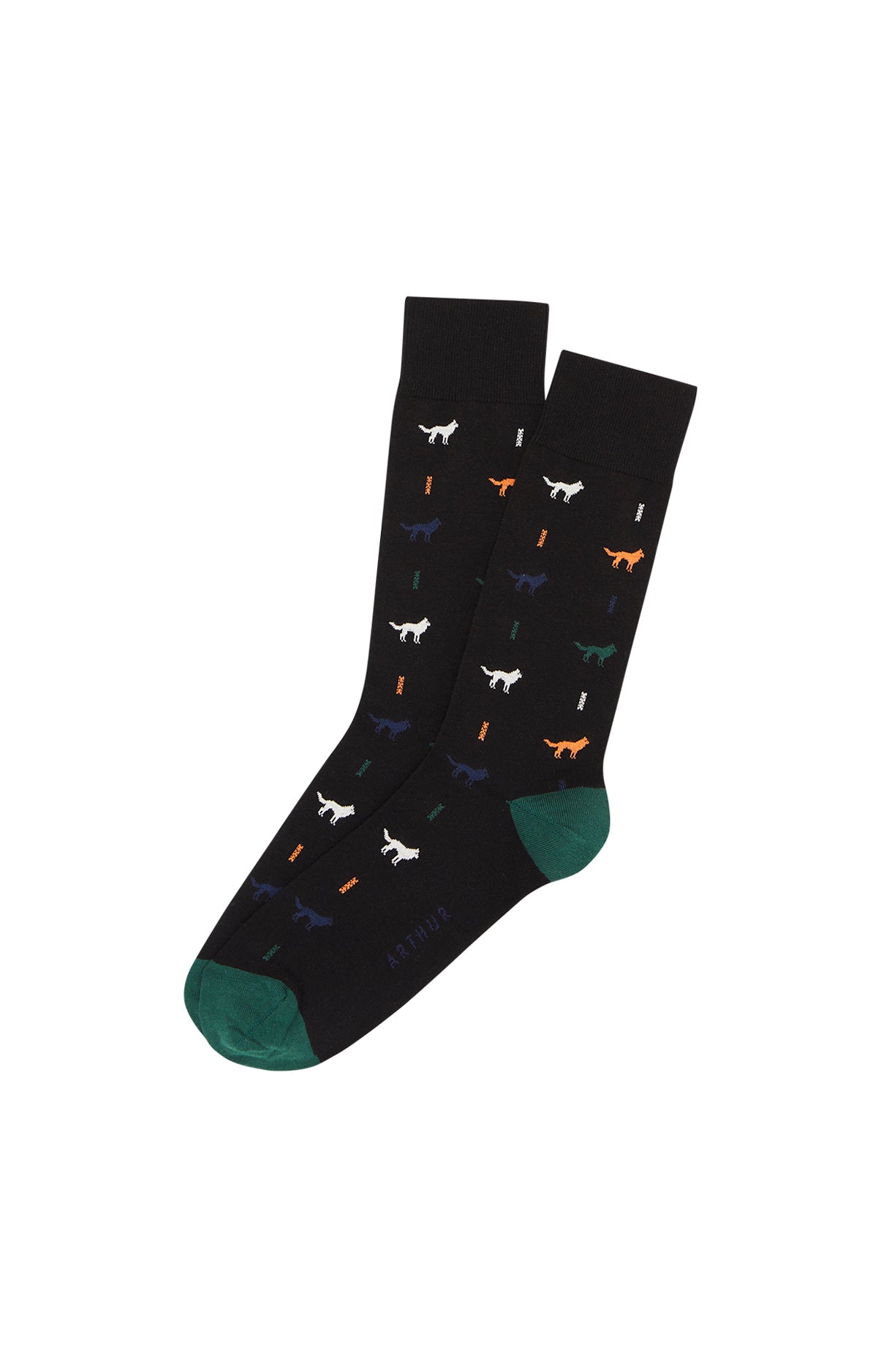 arthur-bob-jeune-loup-chaussettes-noir-coton image 1