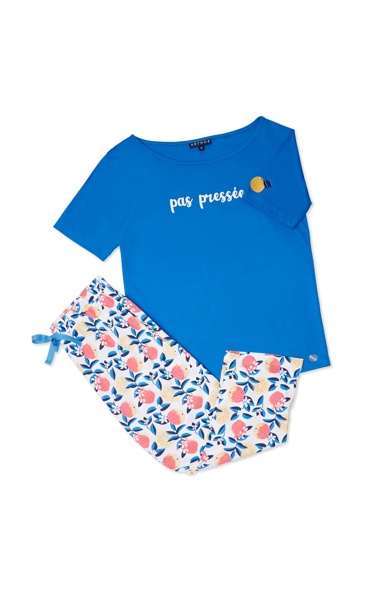 arthur-bob-pyjama-long-agrume-blanc-coton-bio-femme image 3