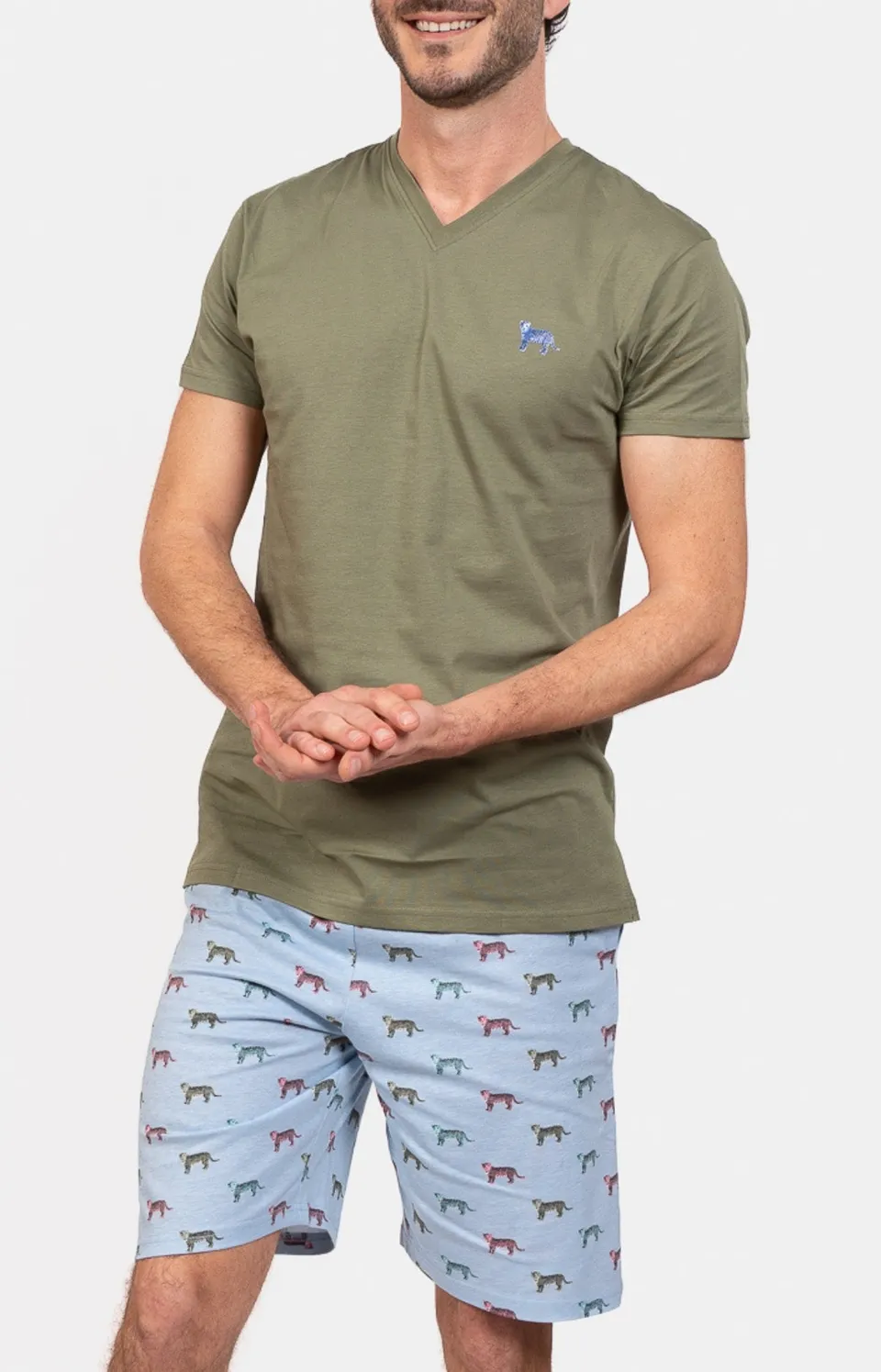 arthur-bob-pyjashort-gu-pard-pyjama-homme-ciel-coton image 1