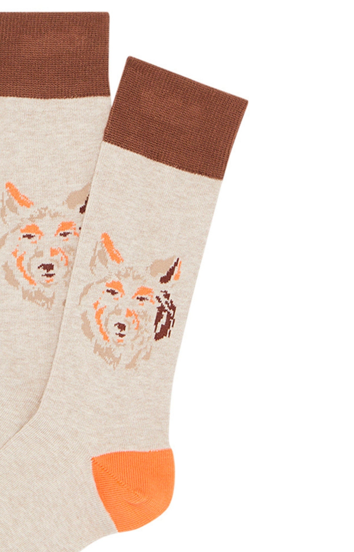arthur-bob-jeune-loup-chaussettes-homme-bio-beige image 2