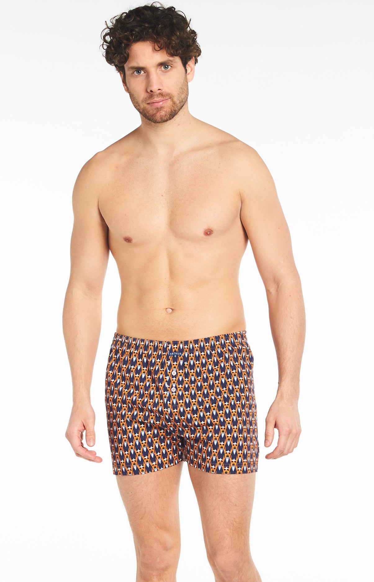 arthur-le-club-cale-on-nuit-homme-orange-coton-bio image 2
