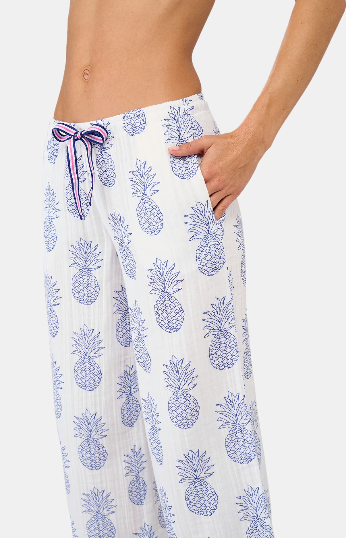 arthur-bob-pyjacorsaire-gaze-coton-ananas-blanc-femme image 7