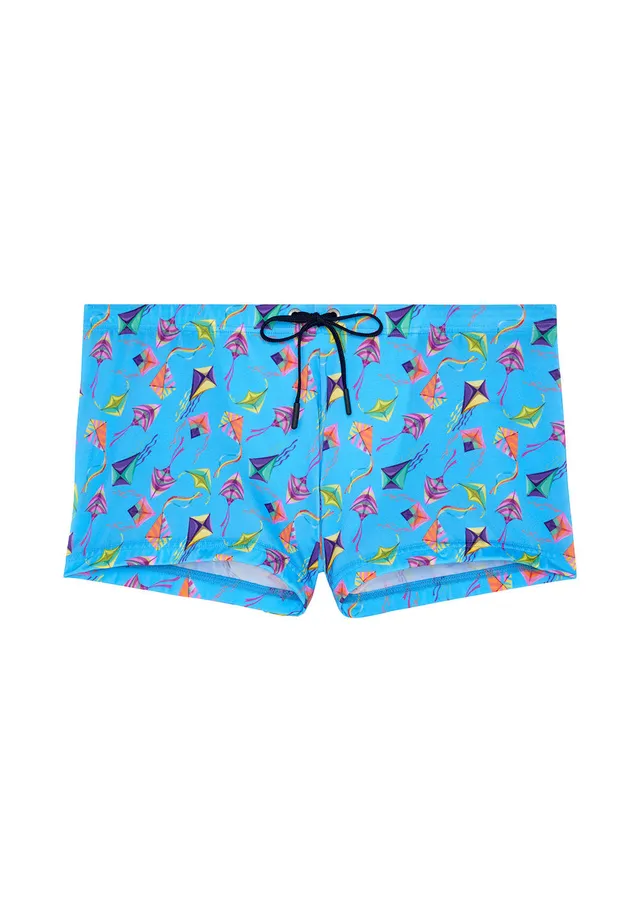 hom-lido-short-de-bain-homme-bleu-imprim-microfibre image 1
