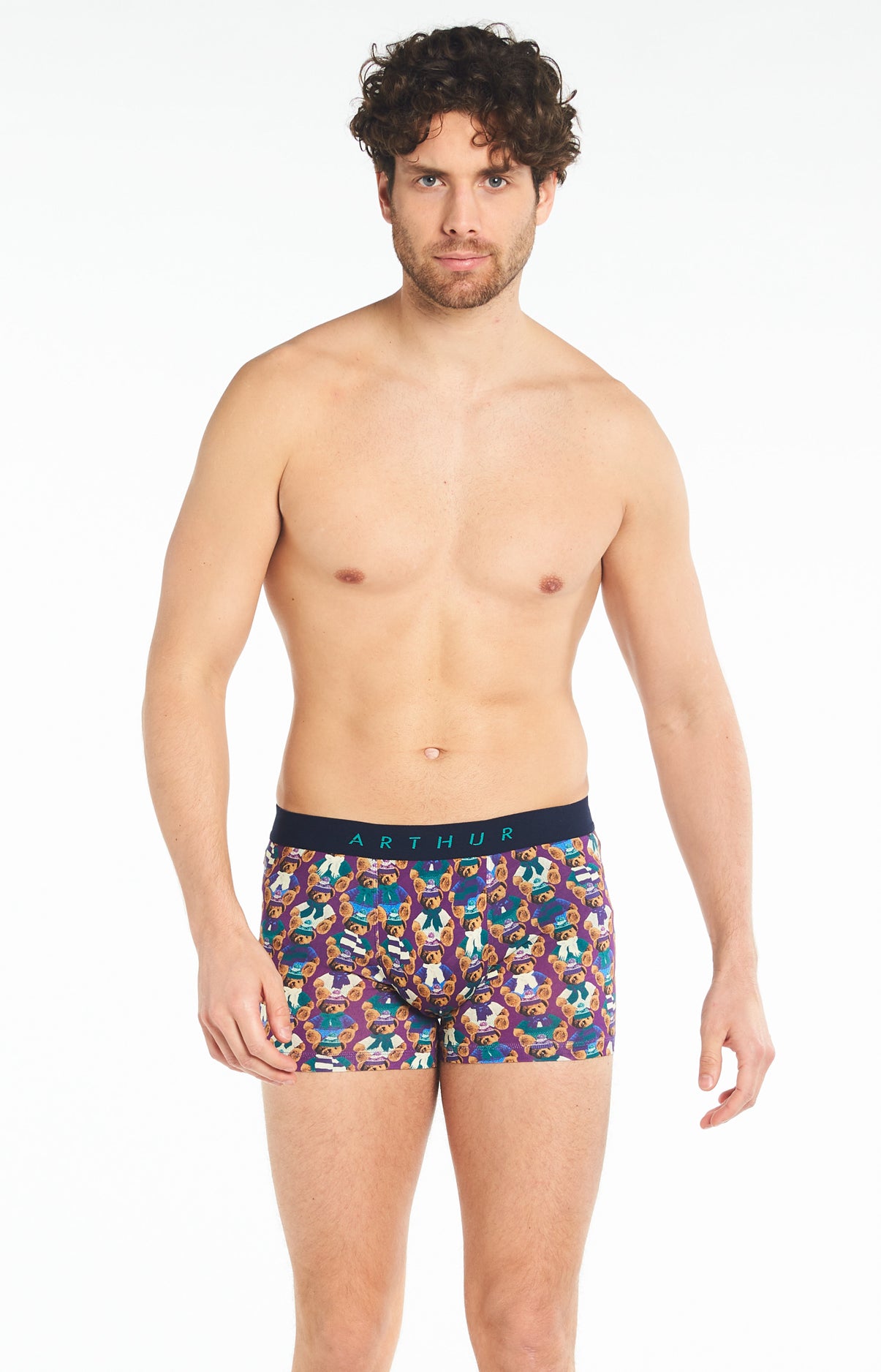 arthur-bob-teddy-boxer-homme-coton-bio-violet image 1