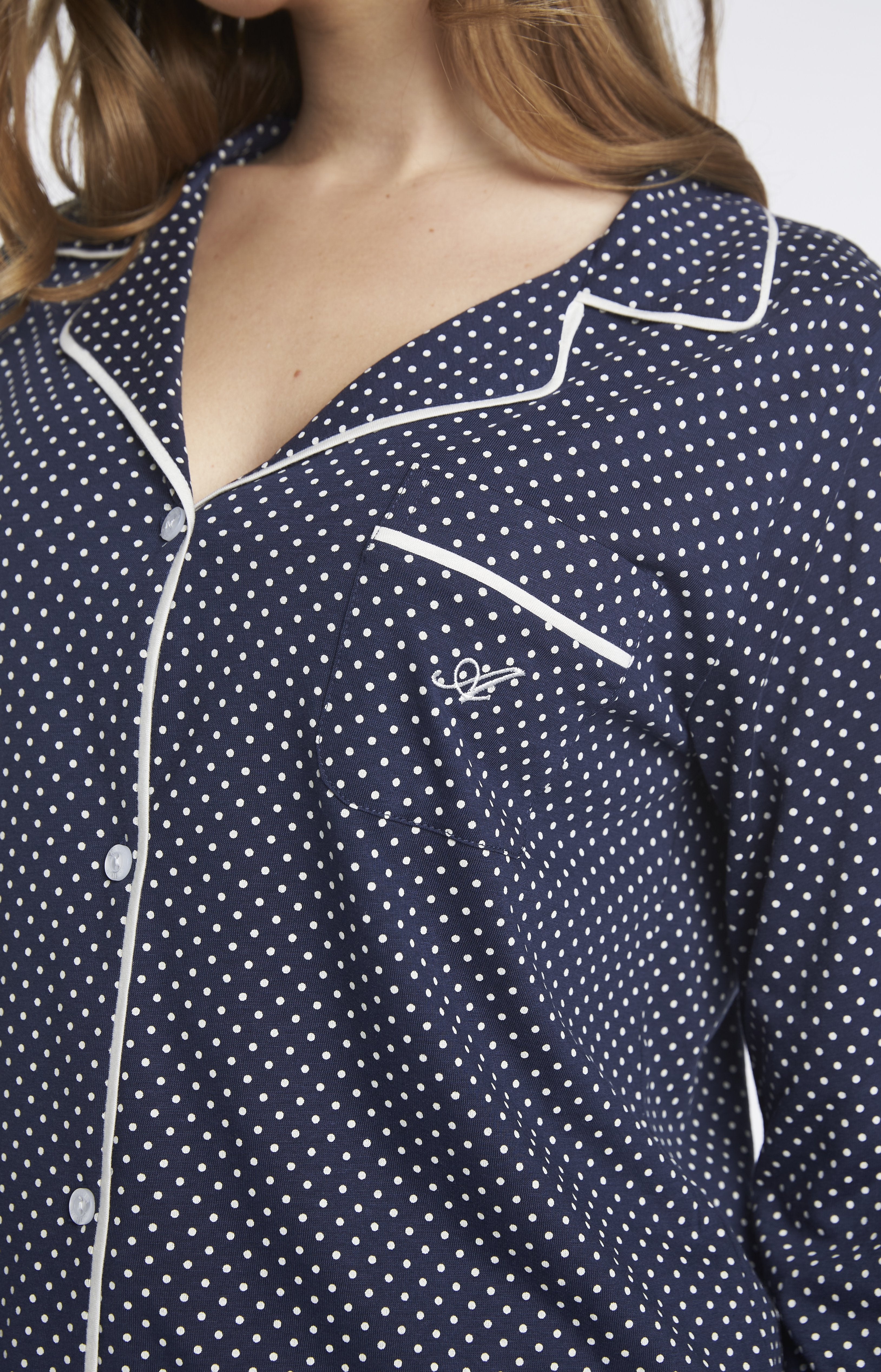 arthur-bob-pois-pyjama-long-femme-marine-lyocell-coton image 2