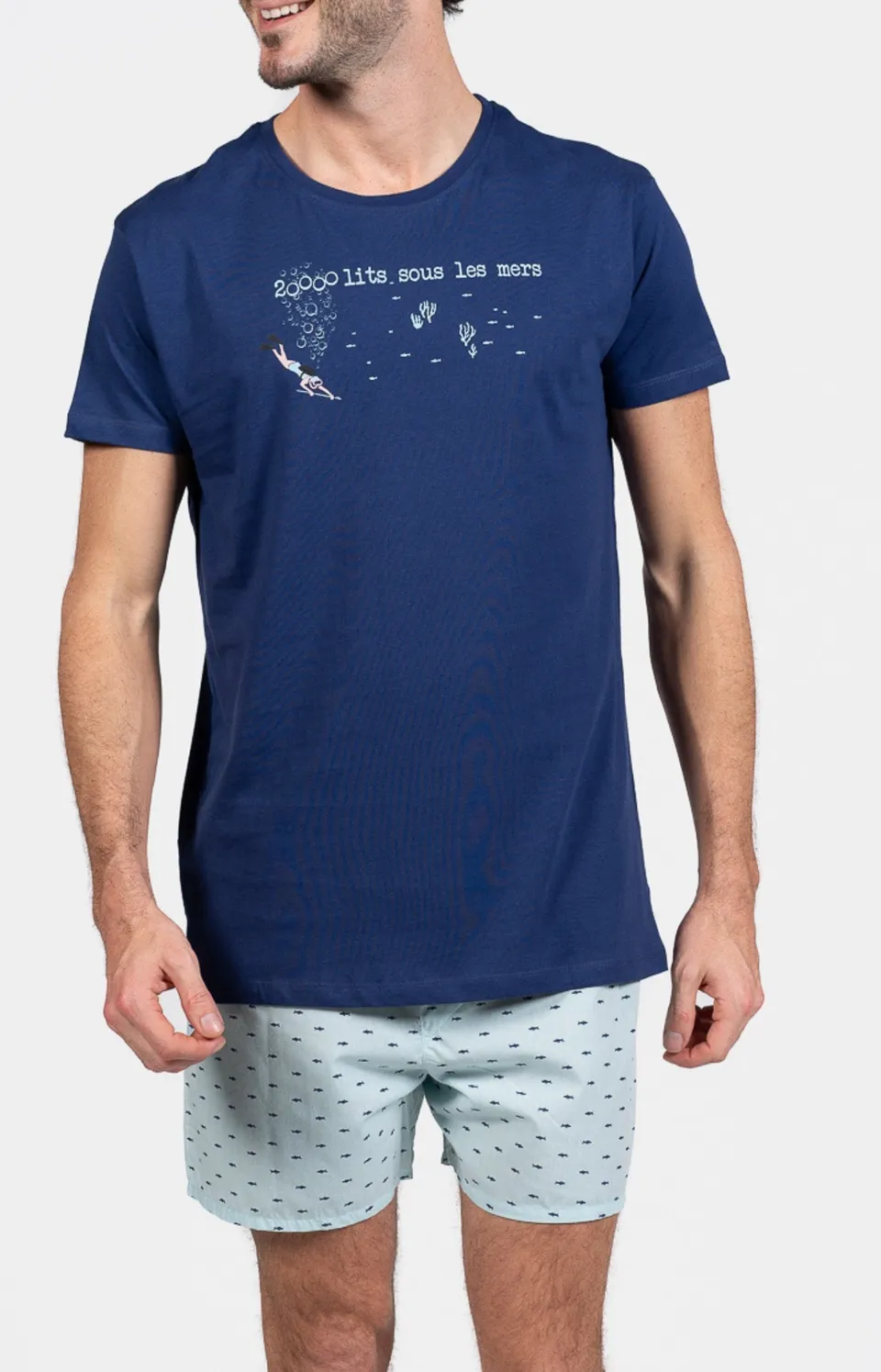 arthur-bob-requin-pyjama-homme-lagon-l-coton-court image 1