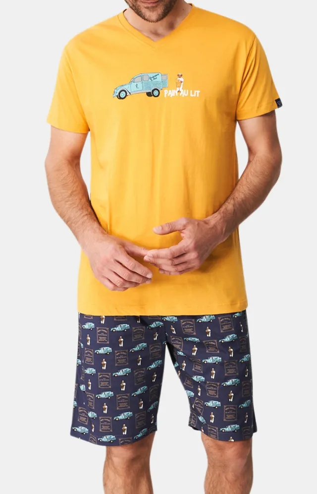 arthur-bob-pain-au-lit-pyjashort-homme-marine-coton-bio image 1