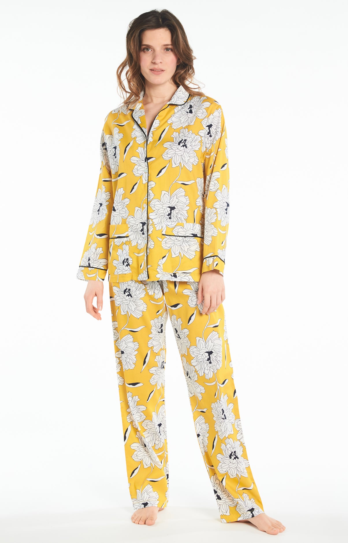arthur-bob-simone-pyjama-long-femme-jaune-coton-2 image 1