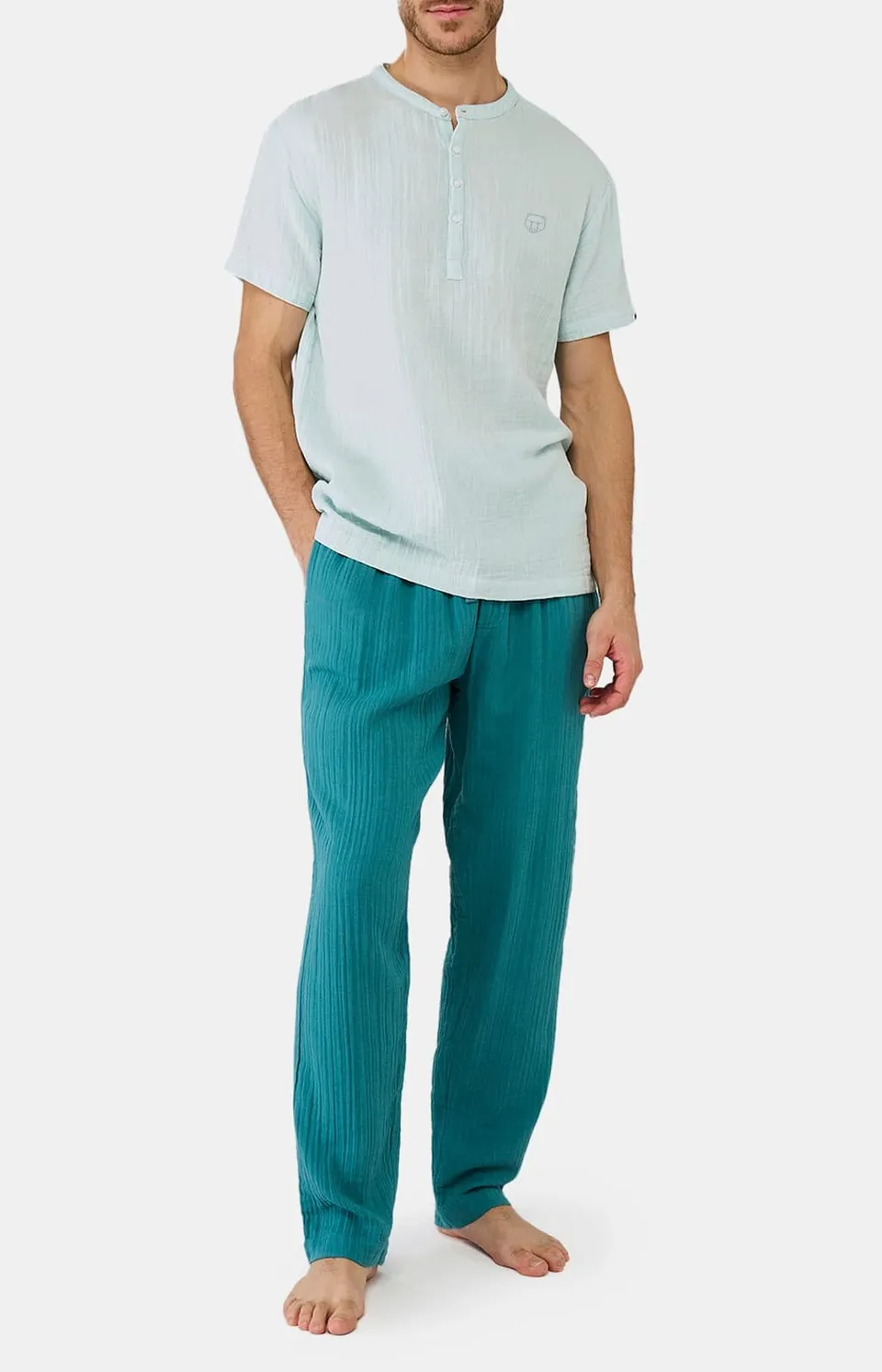 arthur-bob-canard-pyjama-gaze-de-coton-bleu-m image 1