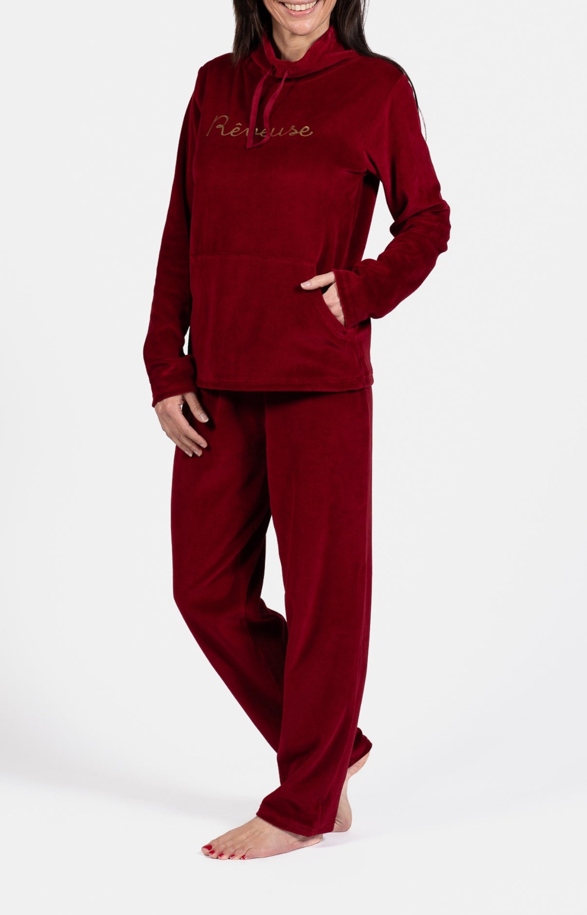 arthur-bob-r-veuse-pyjama-velours-rouge-femme image 5
