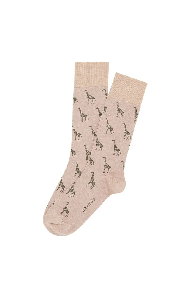 arthur-bob-girafe-chaussettes-fil-d-cosse-beige-40-46 image 1