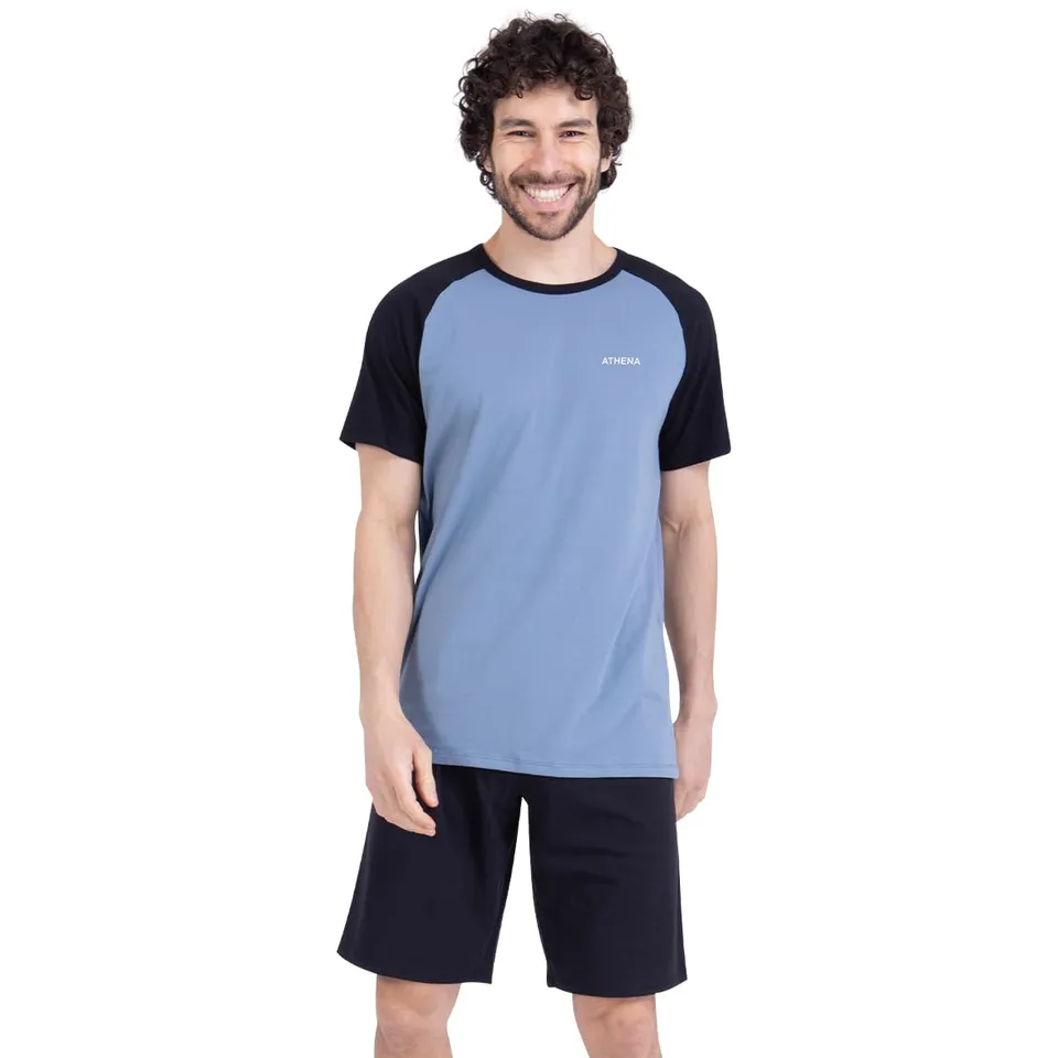 athena-ecopack-pyjama-court-homme-l-col-rond-t-shirt-short image 1