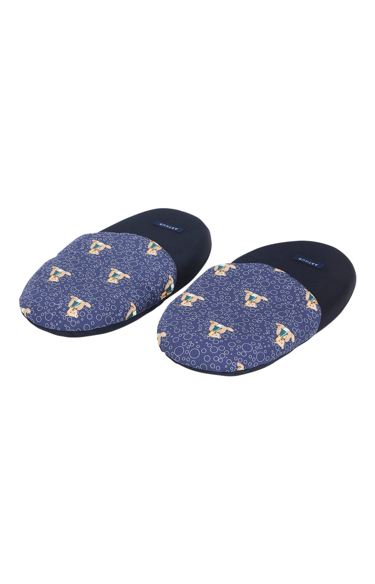 arthur-bob-noctambulles-pantoufles-marine-coton-bio image 2